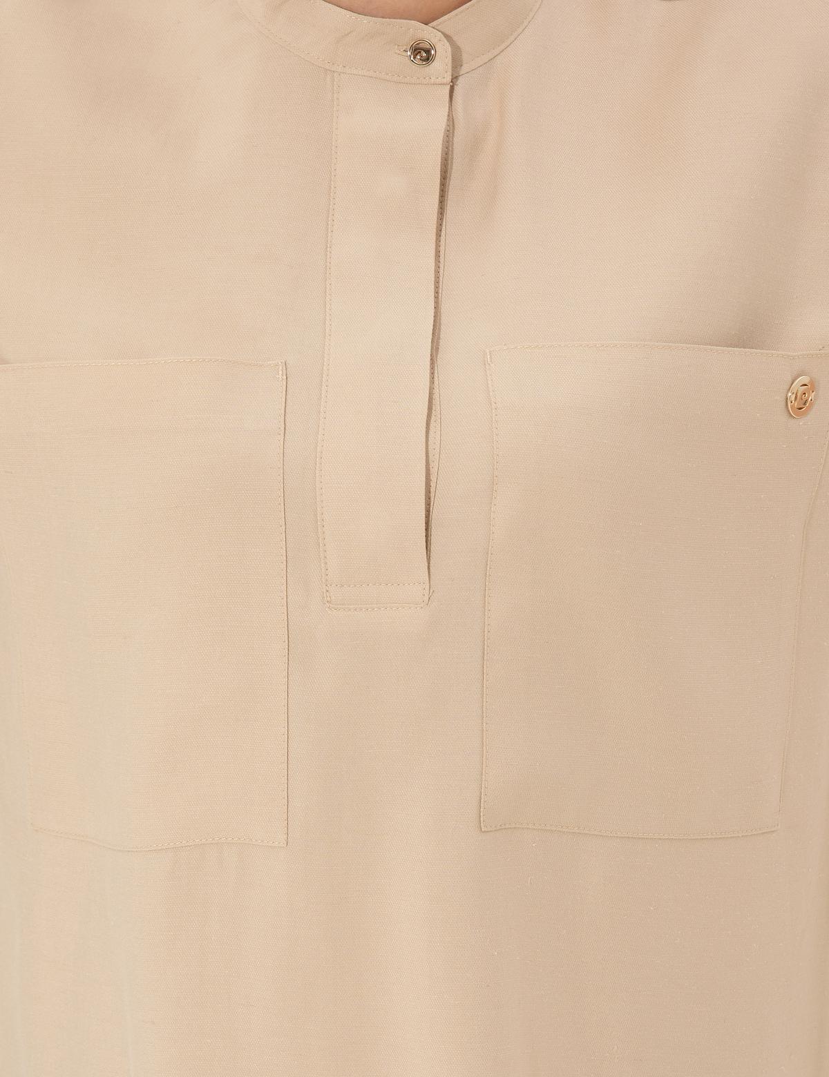 Bej Comfort Fit Kısa Kollu Bluz - 50247492001