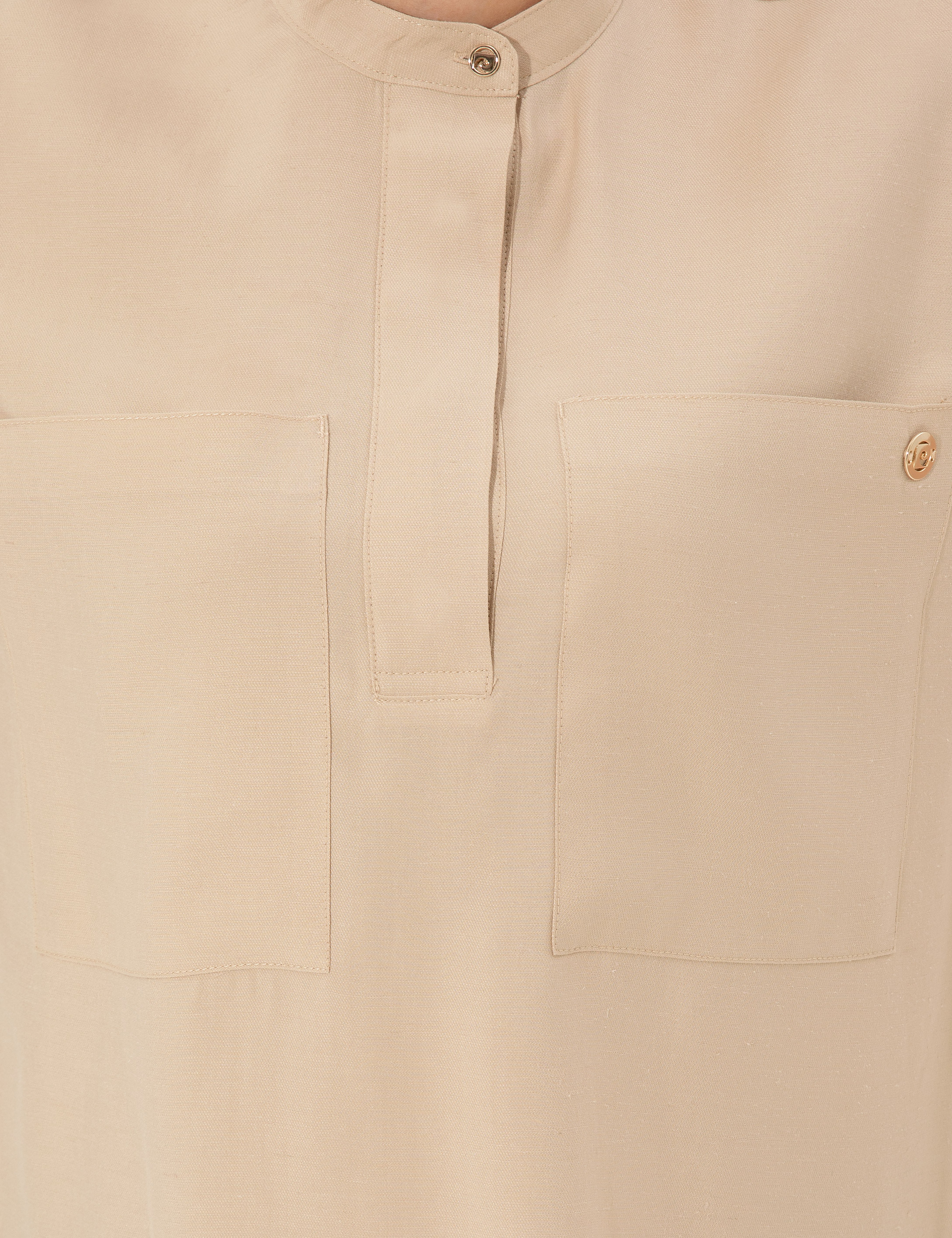 Bej Comfort Fit Kısa Kollu Bluz - Image 6
