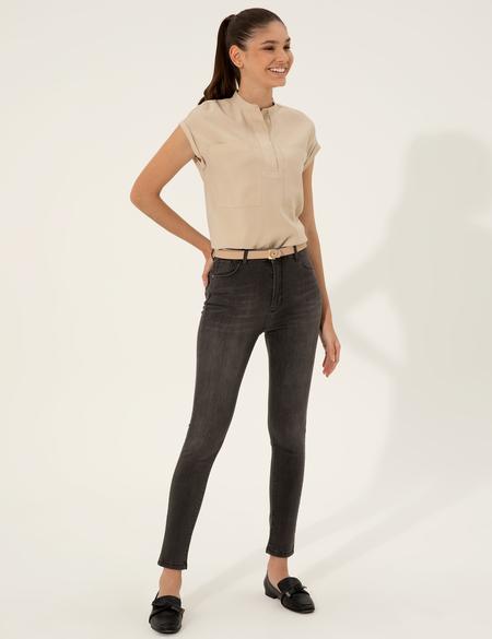 Bej Comfort Fit Kısa Kollu Bluz - 50247492001