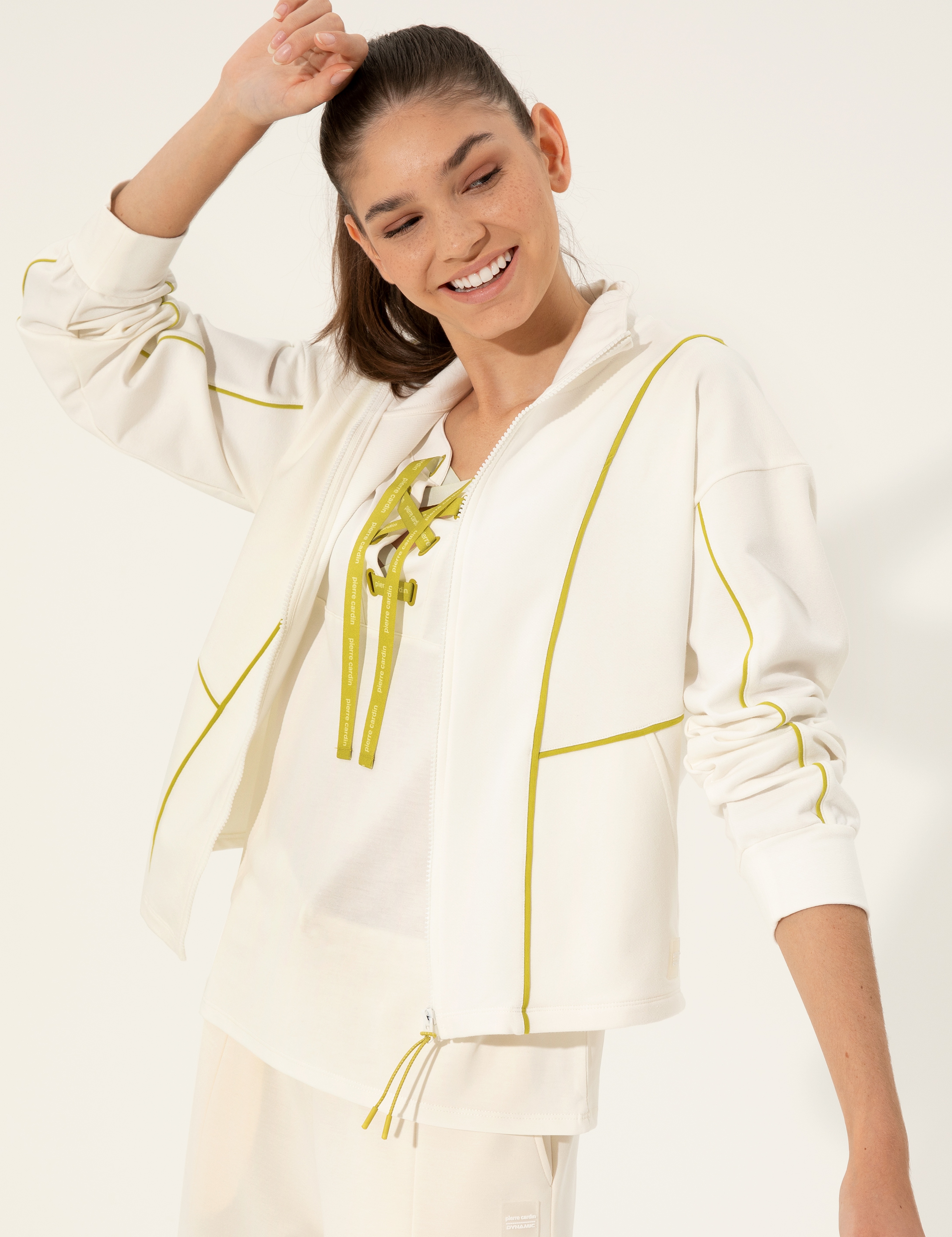 Ekru Comfort Fit Fermuarlı Sweatshirt - Image 4
