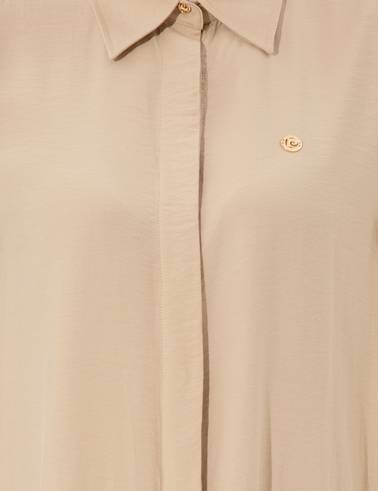 Bej Comfort Fit Gömlek Elbise