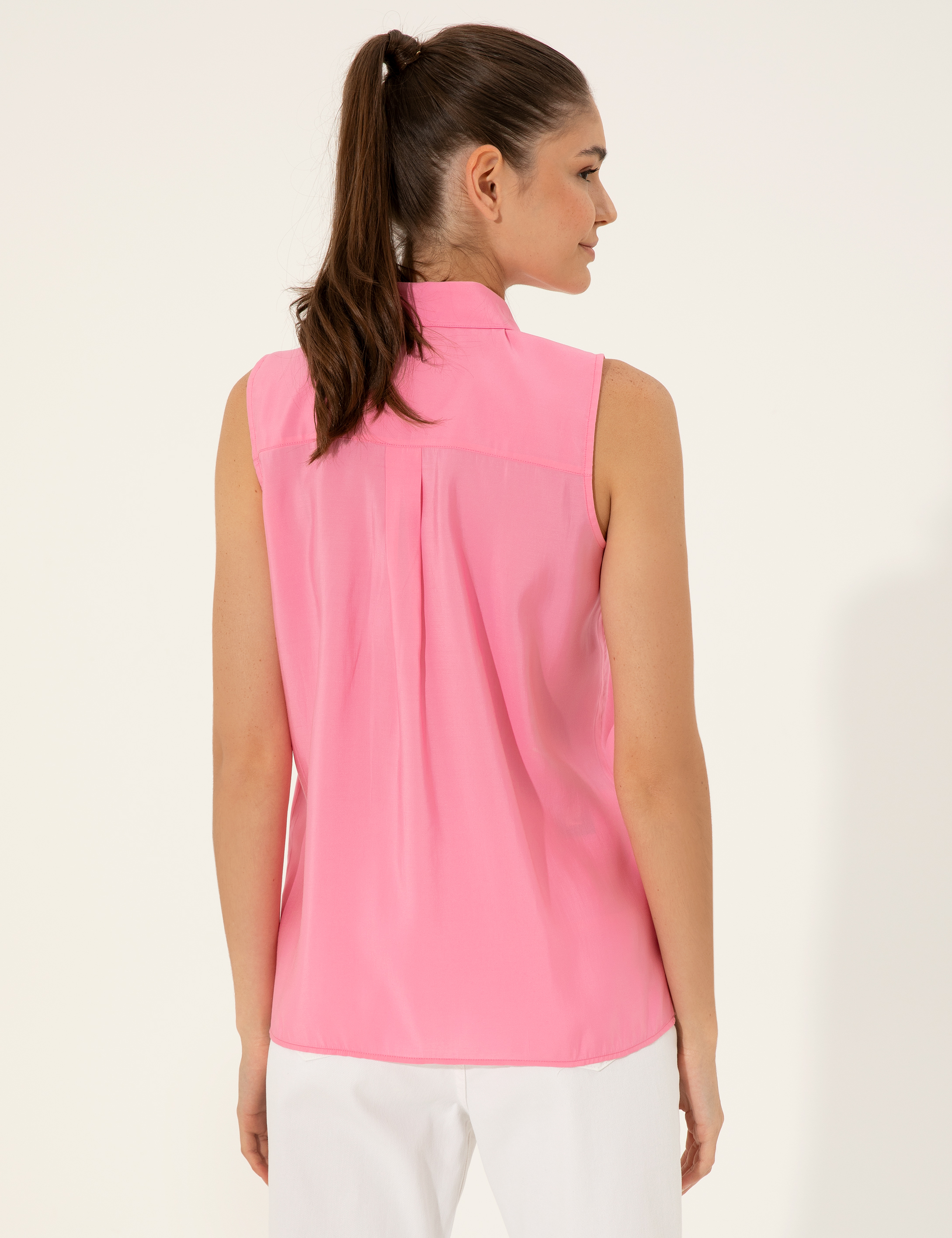 Pierre Cardin Pembe Regular Fit Kolsuz Bluz görsel 5