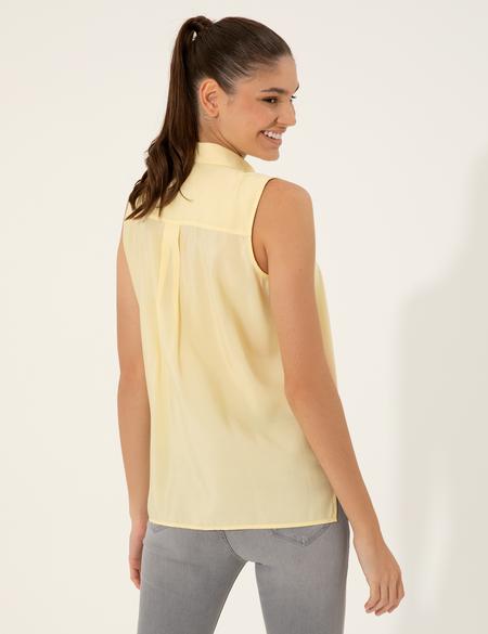 Sarı Regular Fit Kolsuz Bluz - 50247281038