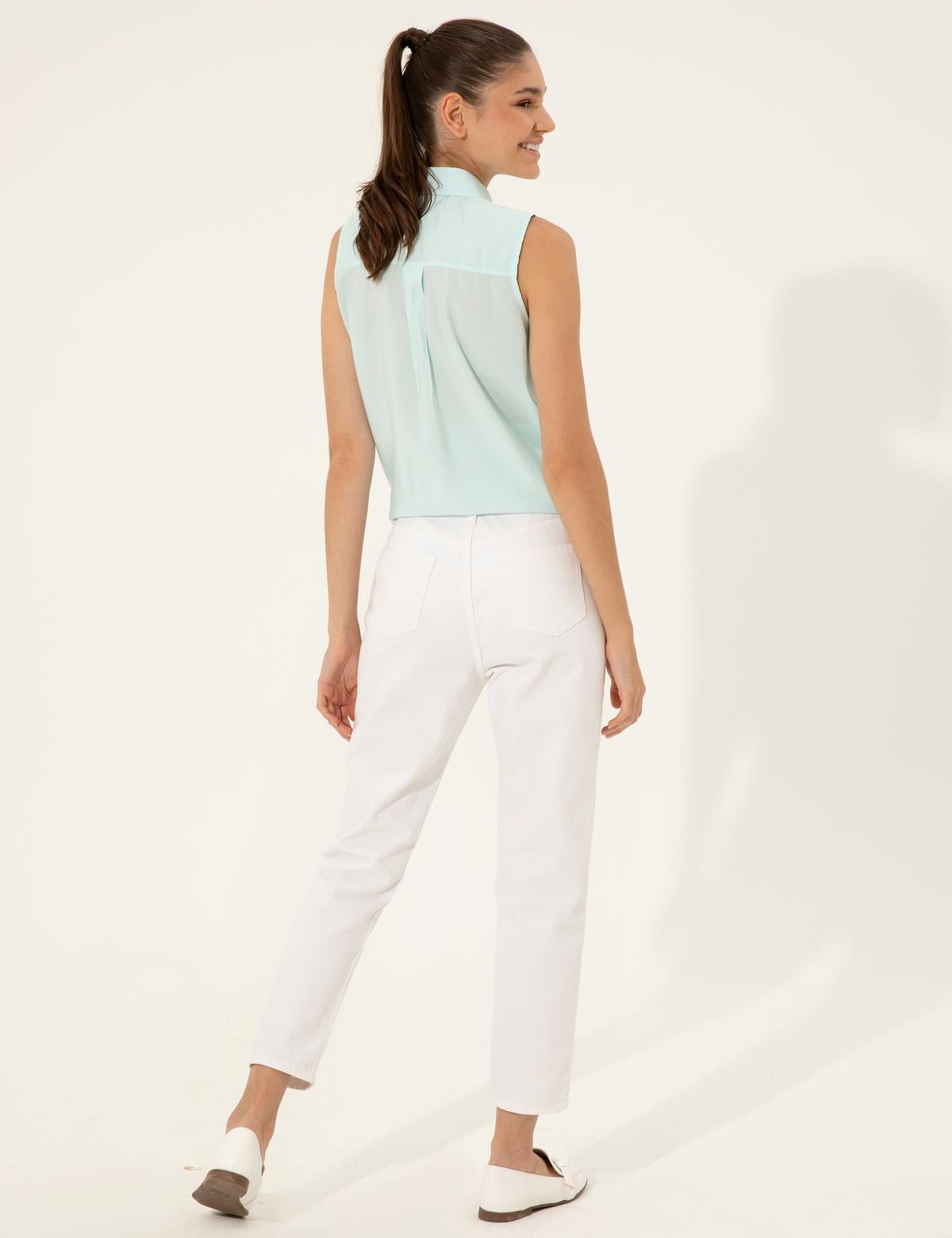 Beyaz Mom Fit Jean Pantolon - 50252000001