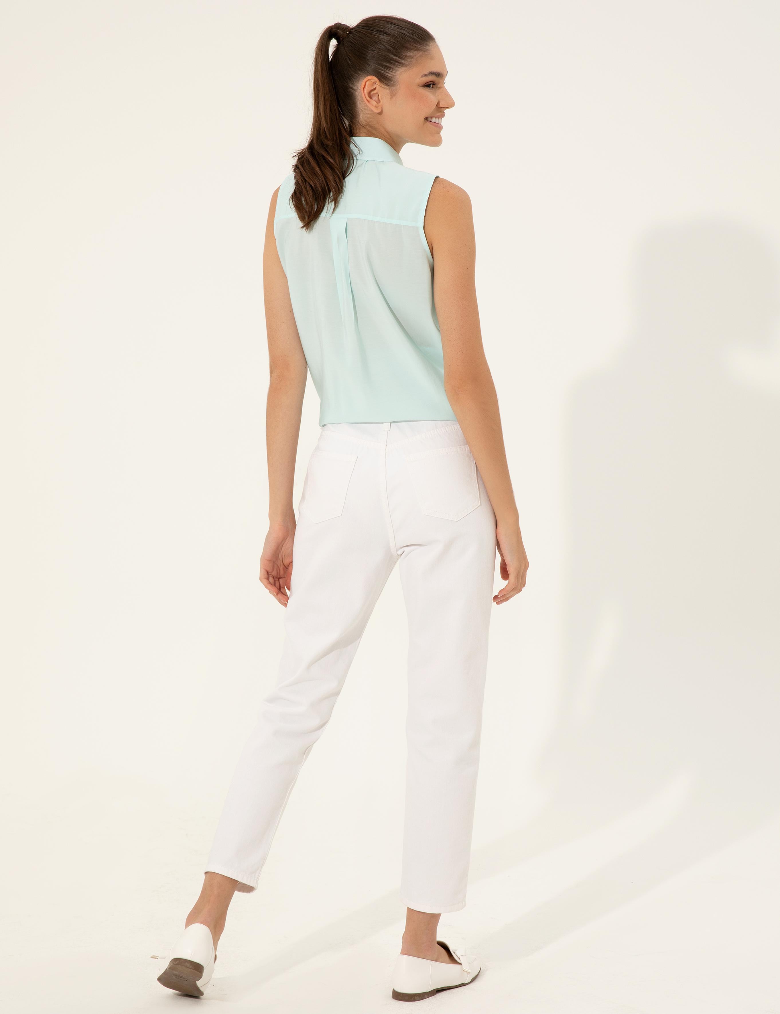 Beyaz Mom Fit Jean Pantolon