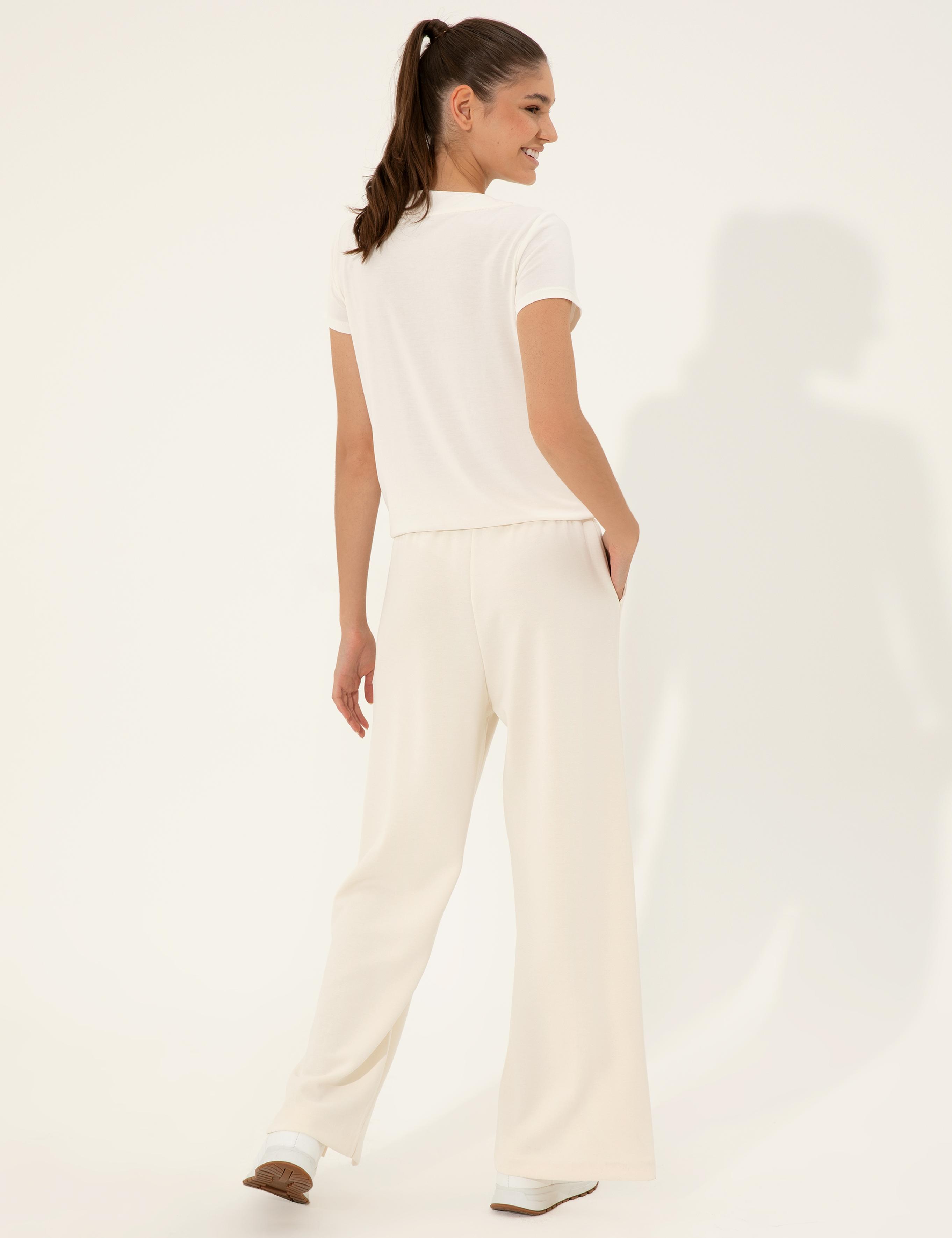 Ekru Flare Fit Eşofman Altı