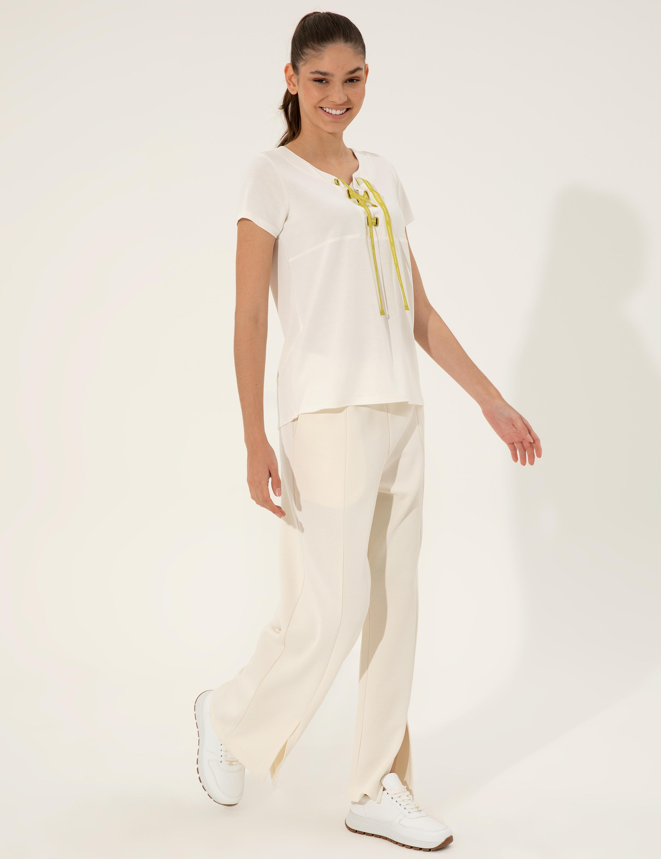 Ekru Flare Fit Eşofman Altı