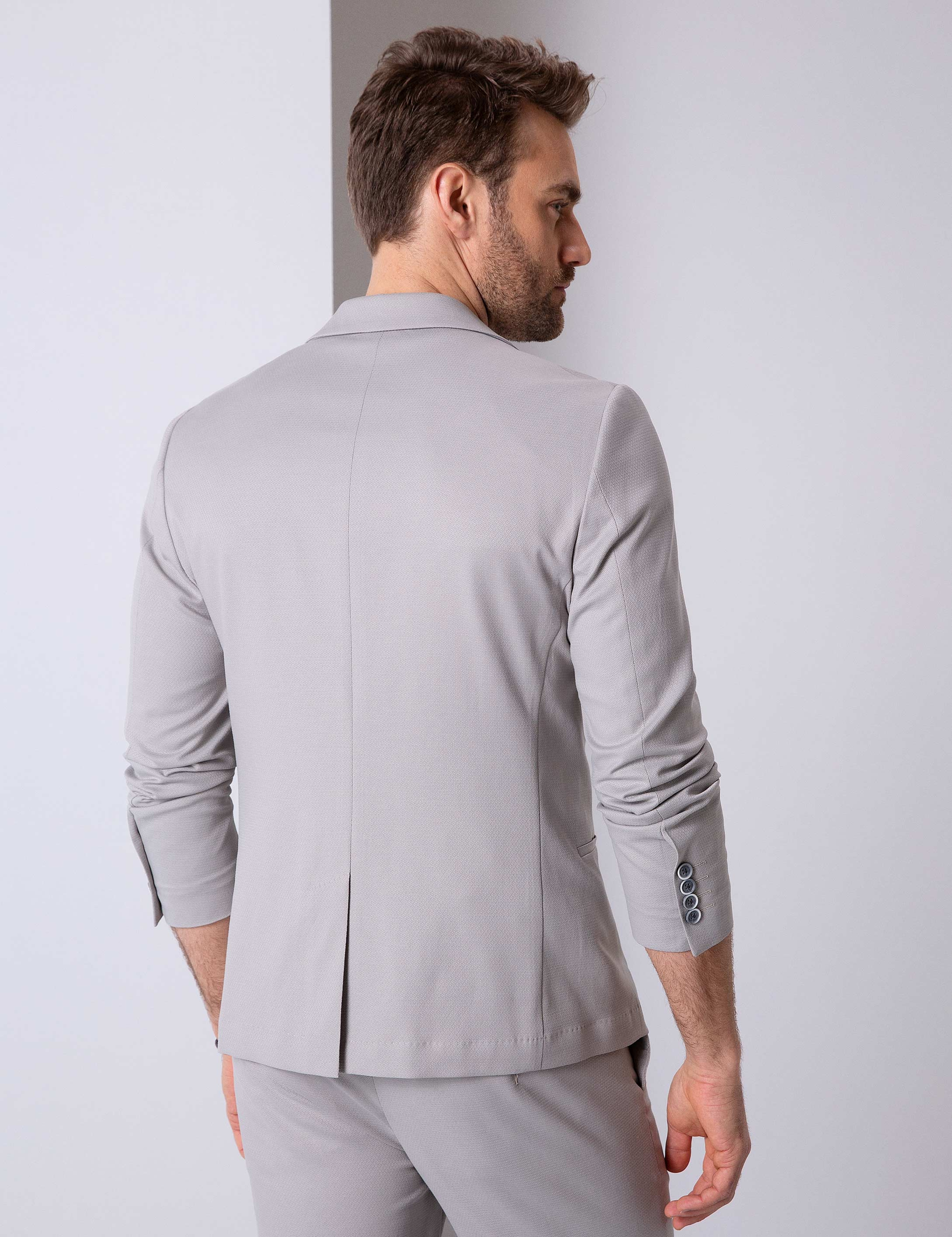 Gri Ekstra Slim Fit Ceket - Image 4