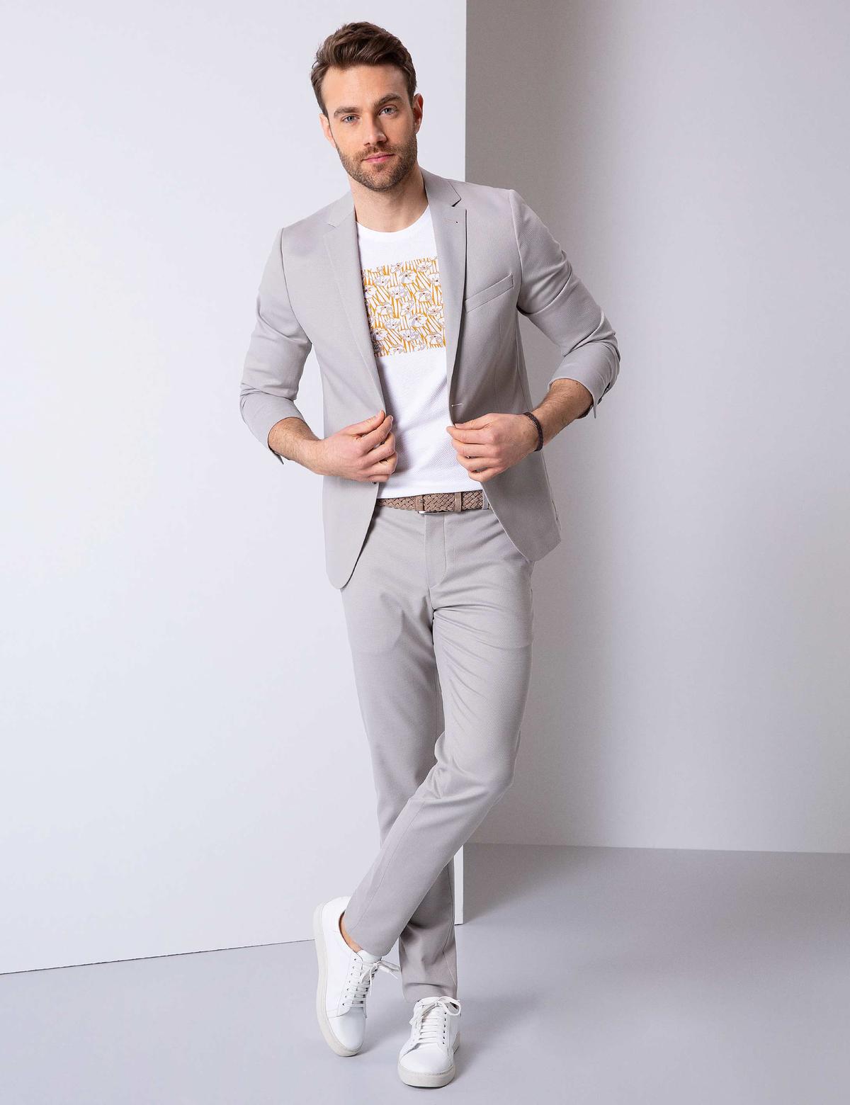 Gri Ekstra Slim Fit Ceket - 50203519128