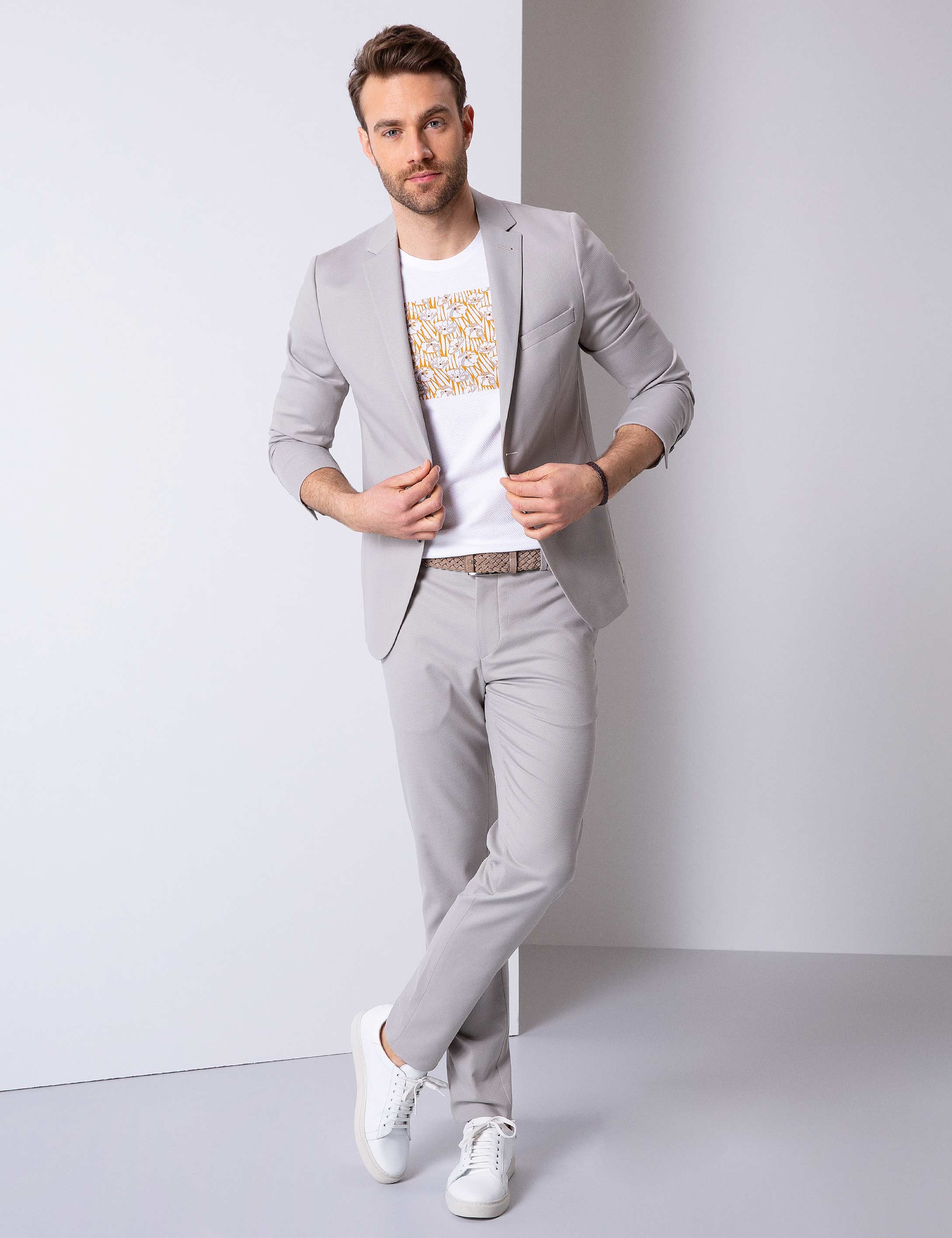 Gri Ekstra Slim Fit Ceket - Image 3