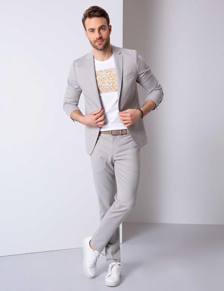 Gri Ekstra Slim Fit Ceket - 50203519128