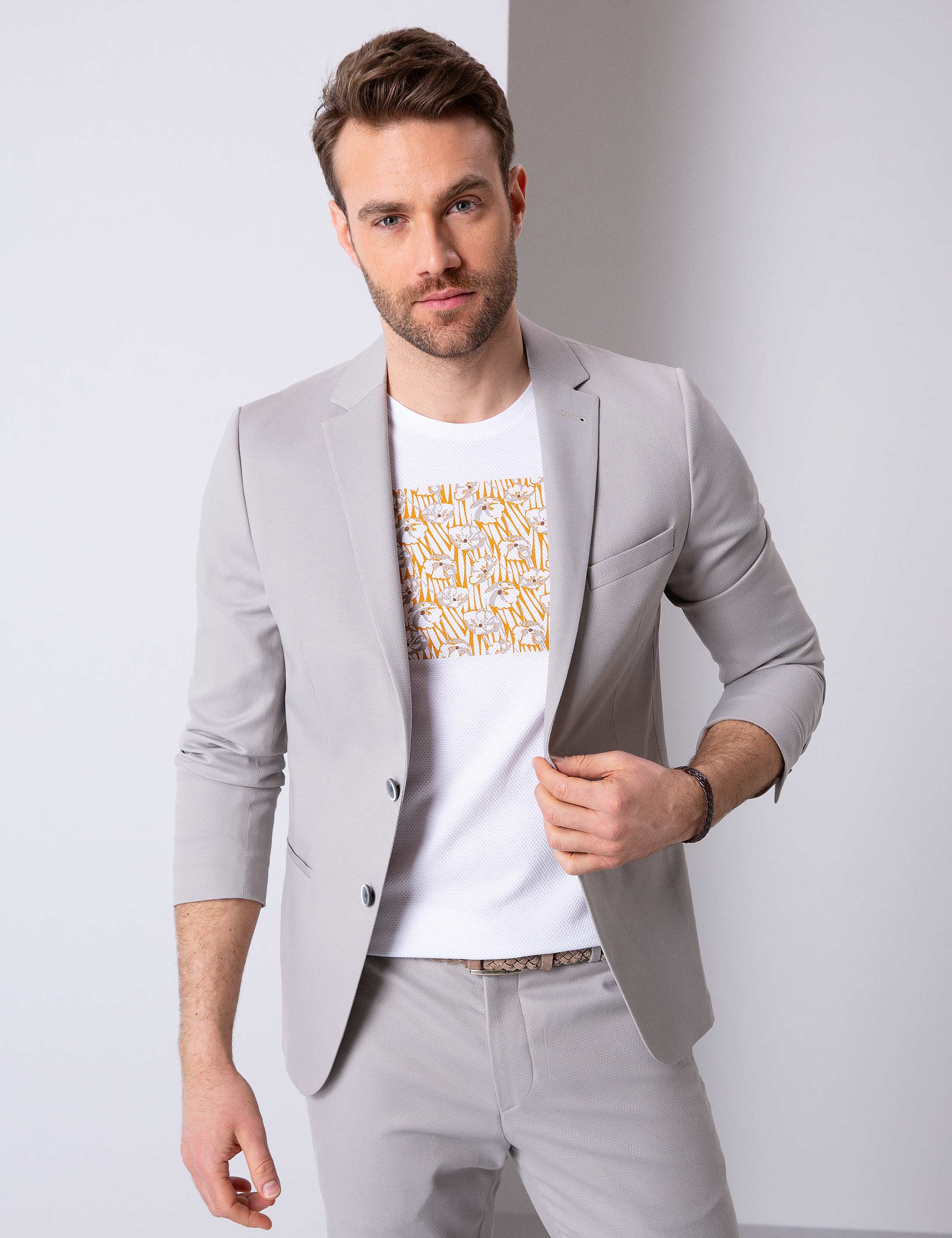 Gri Ekstra Slim Fit Ceket - Image 1