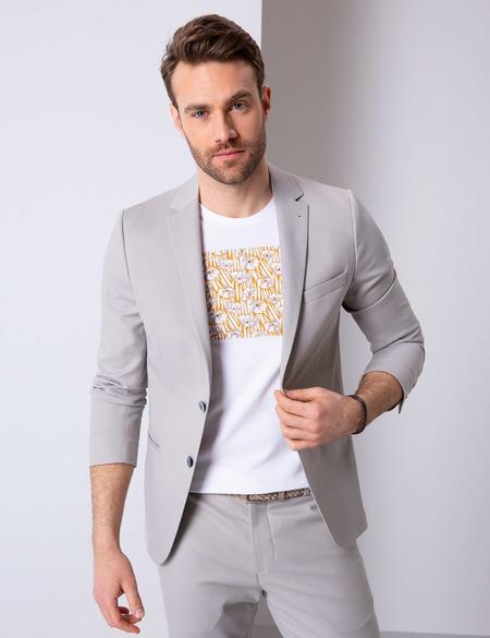Gri Ekstra Slim Fit Ceket - 50203519128