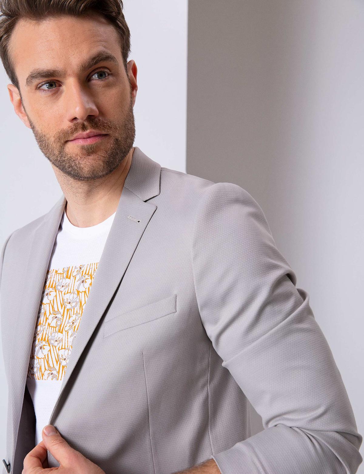 Gri Ekstra Slim Fit Ceket - 50203519128