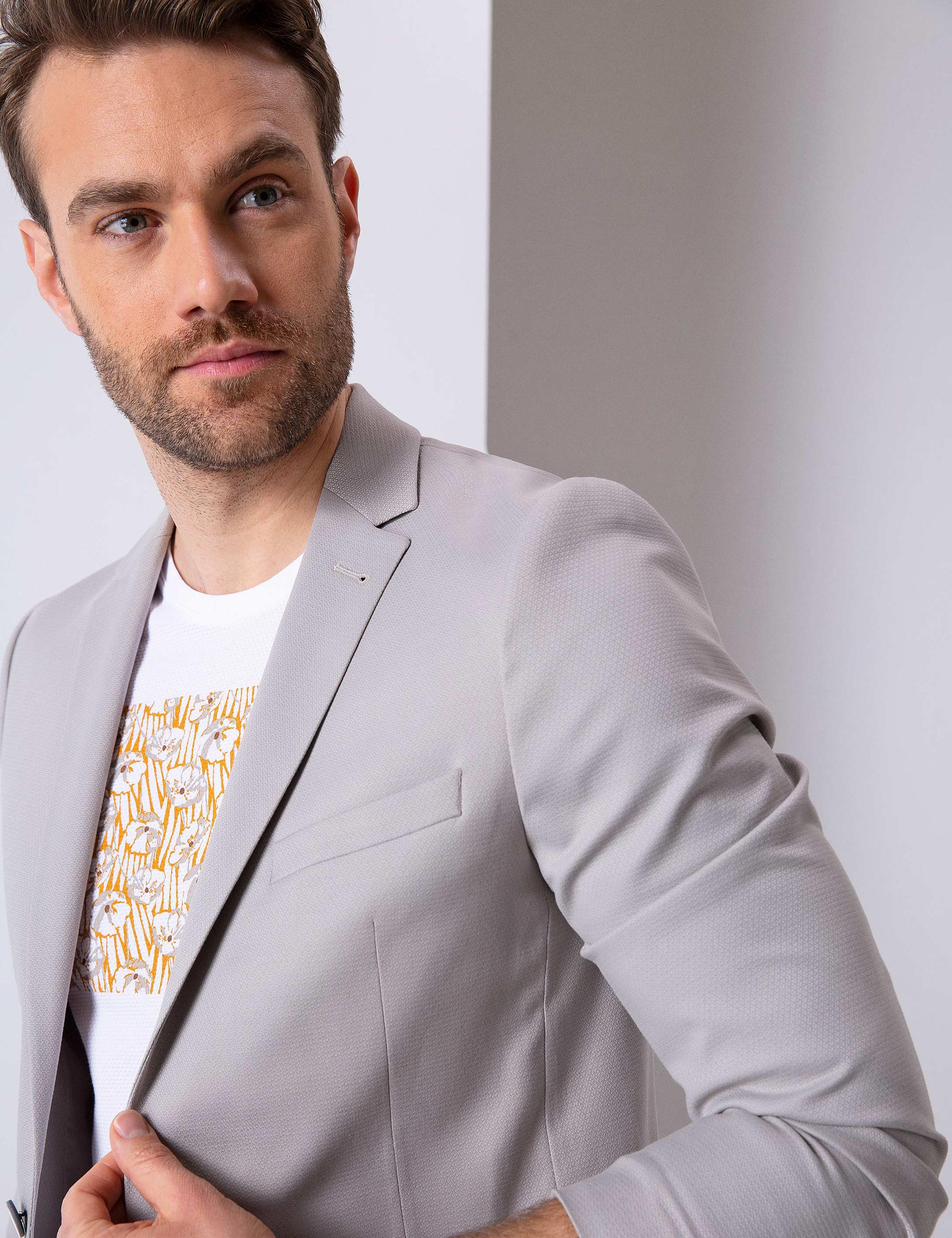 Gri Ekstra Slim Fit Ceket