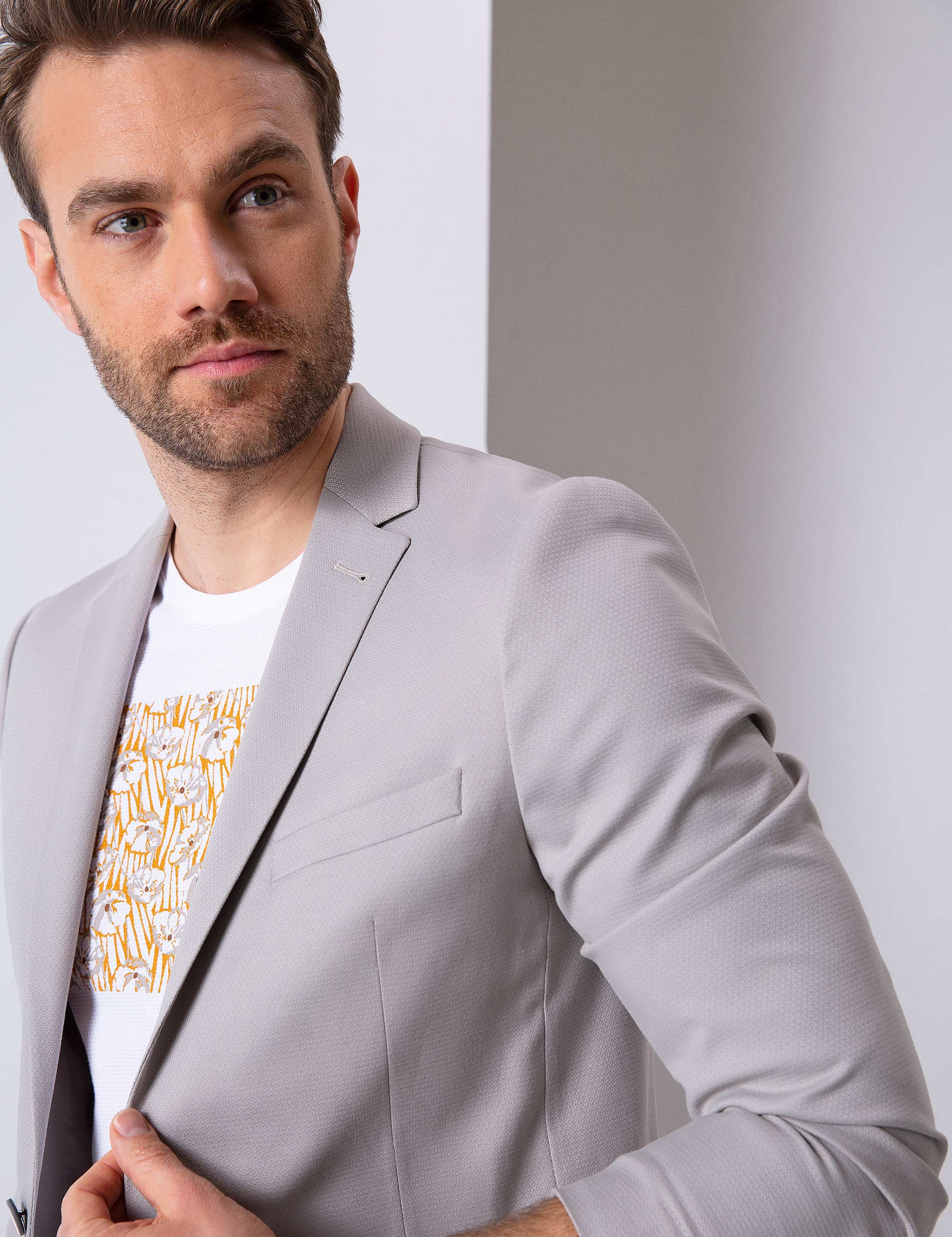 Gri Ekstra Slim Fit Ceket - Image 2