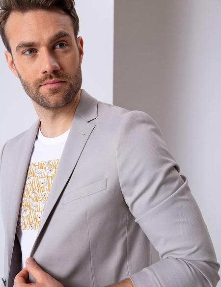 Gri Ekstra Slim Fit Ceket - 50203519128