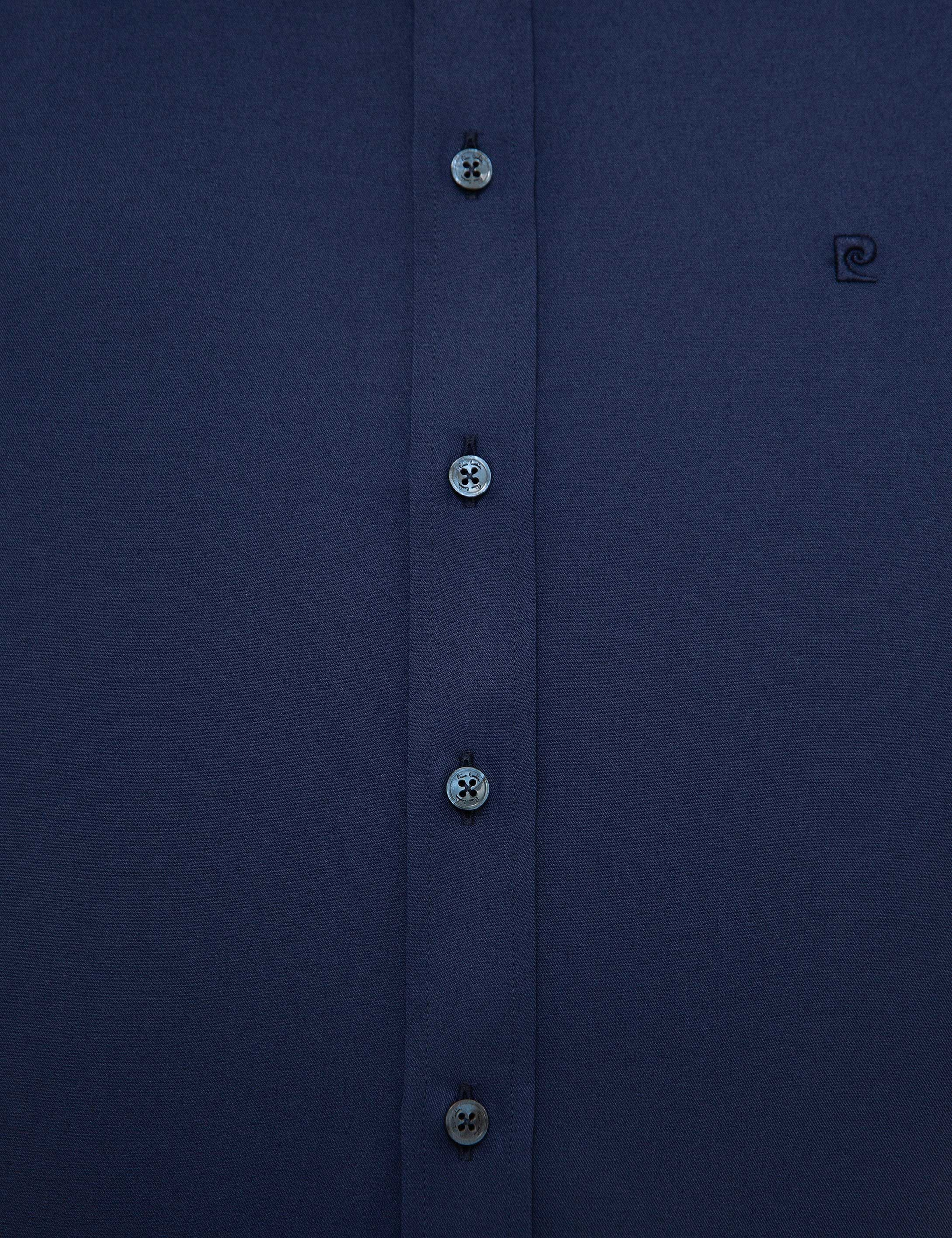 Lacivert Regular Fit Uzun Kollu Basic Gömlek - Image 6
