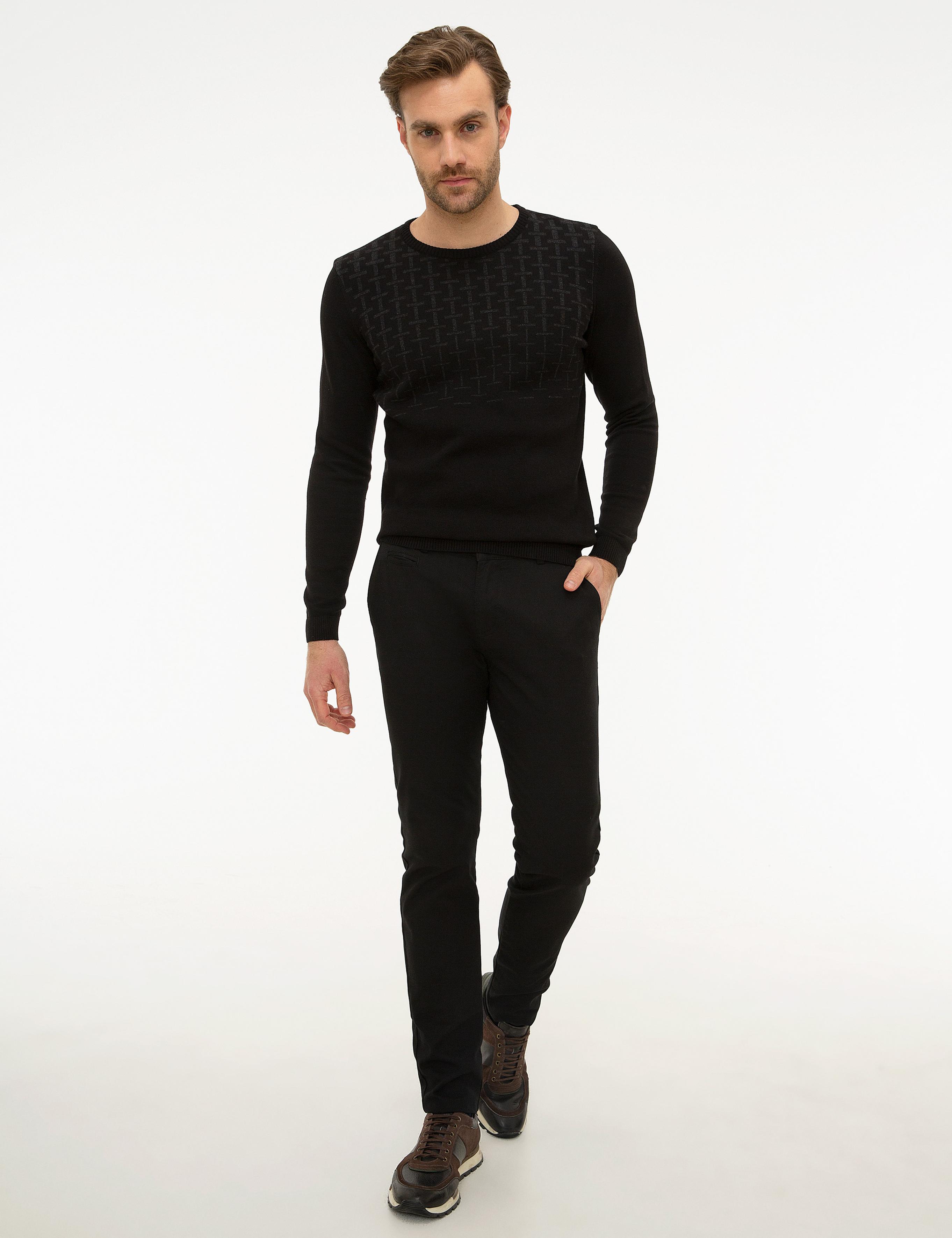 Siyah Slim Fit Triko Kazak