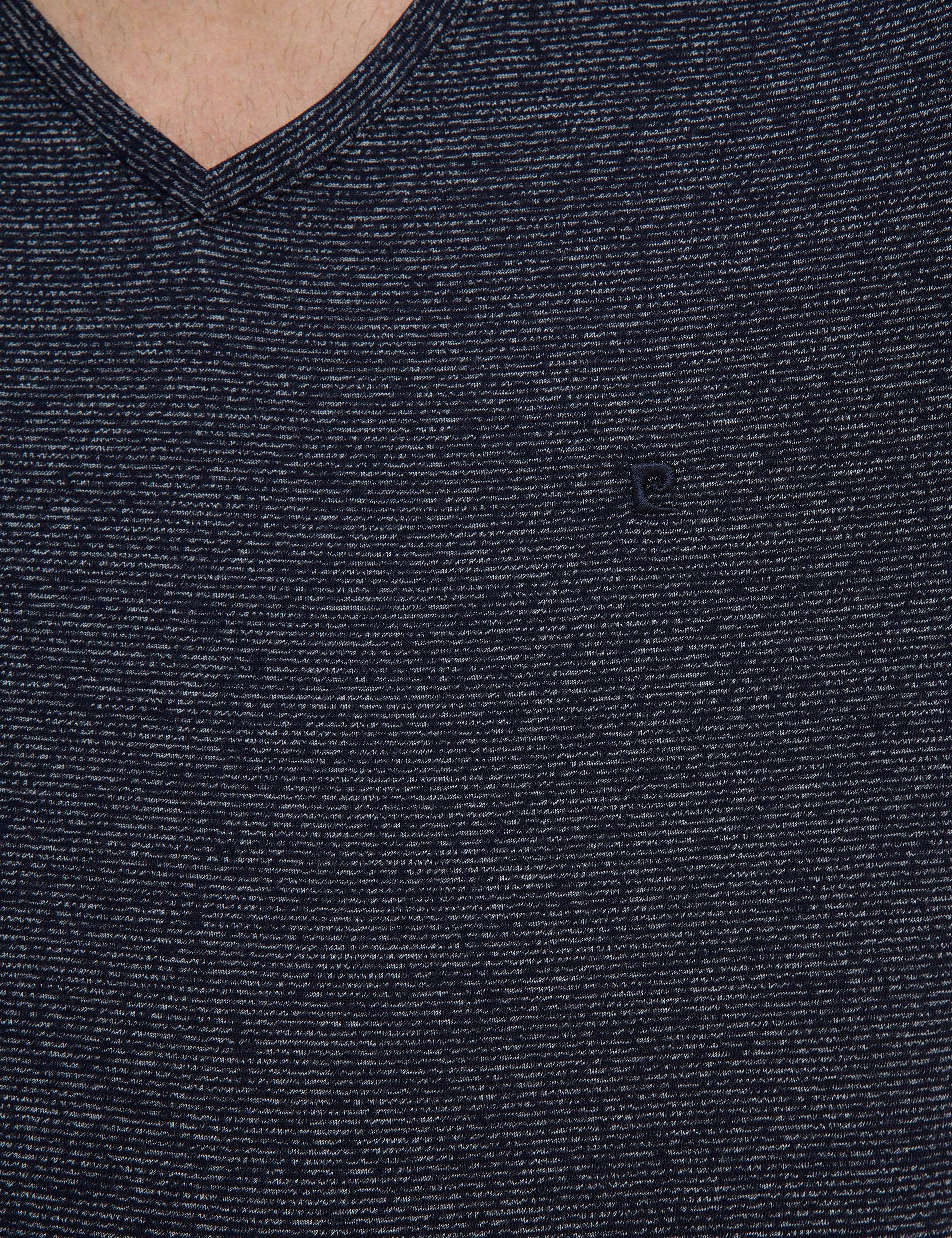 Lacivert Slim Fit V Yaka Tişört - Image 5
