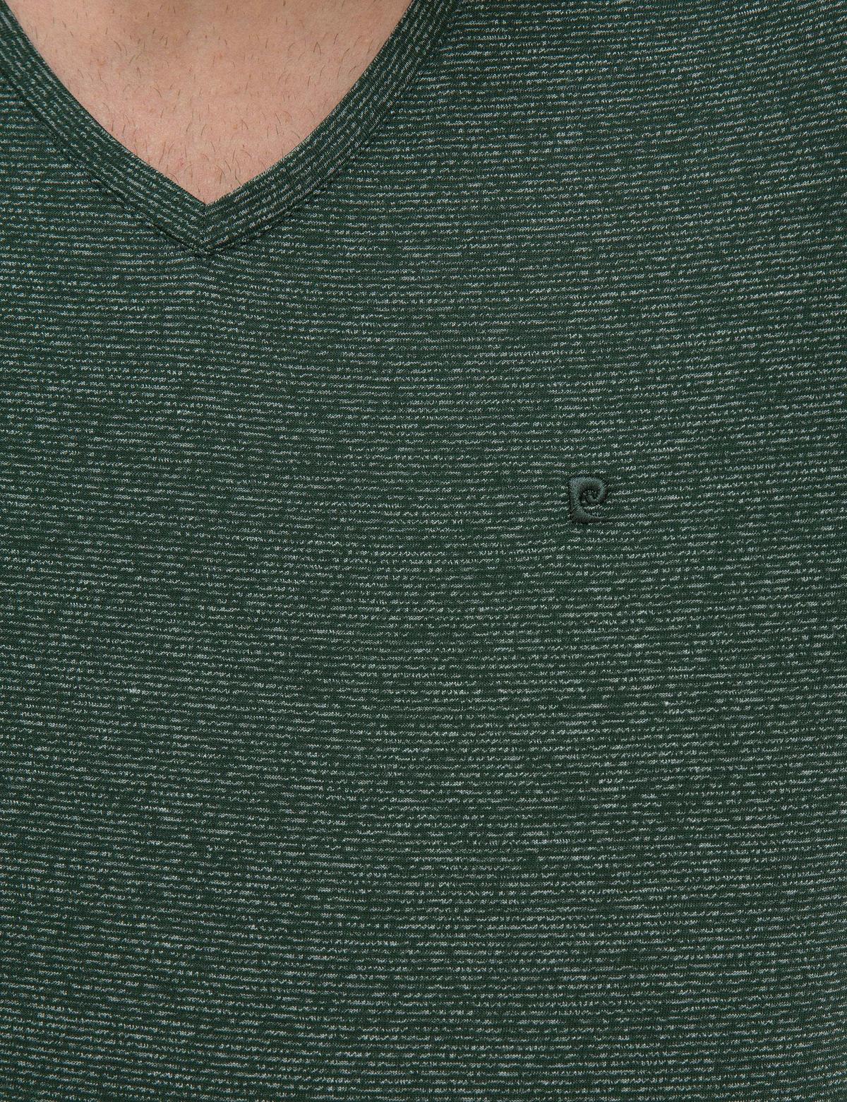 Koyu Yeşil Slim Fit V Yaka Tişört - 50225531027