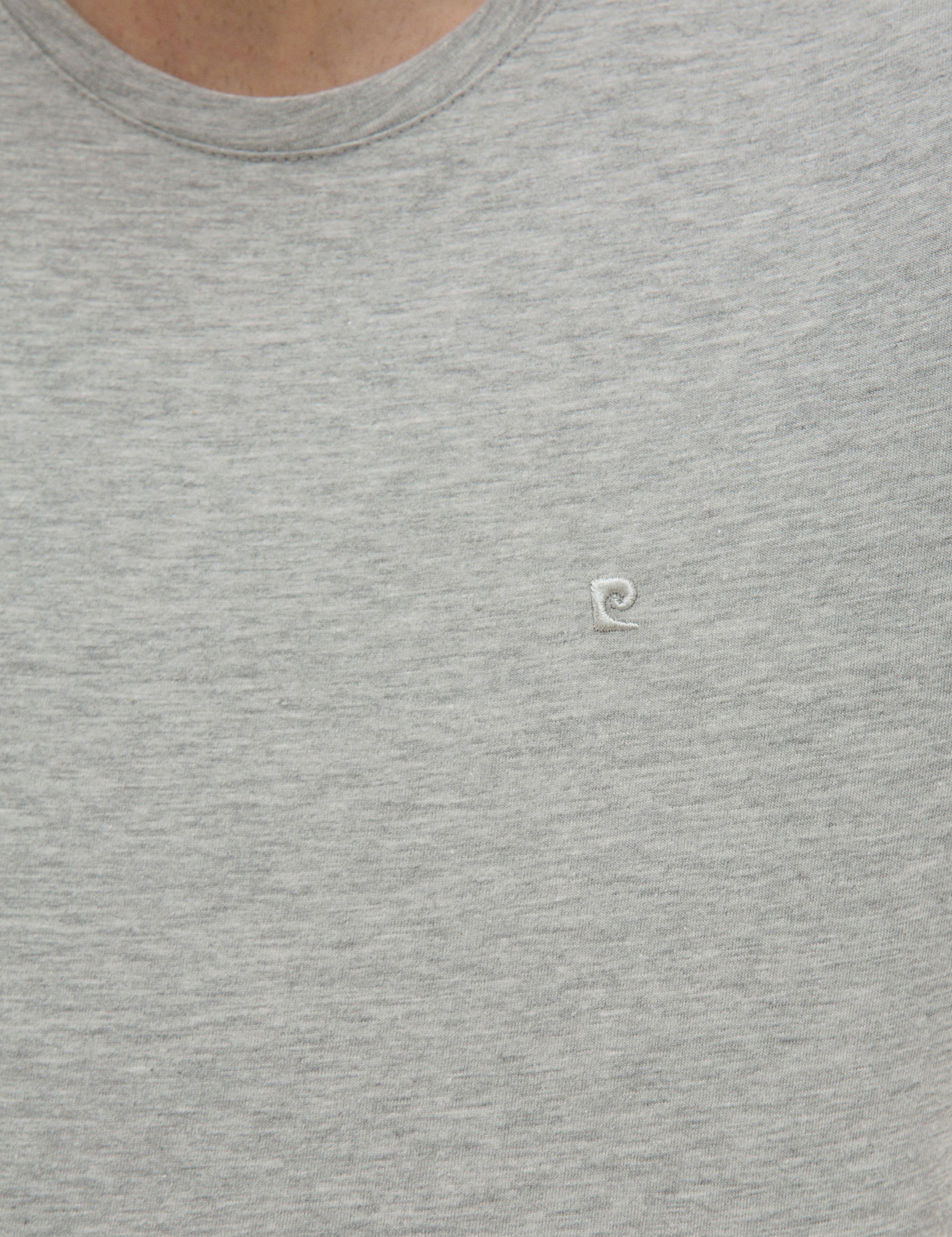 Açık Gri Melanj Slim Fit Bisiklet Yaka Basic T-Shirt