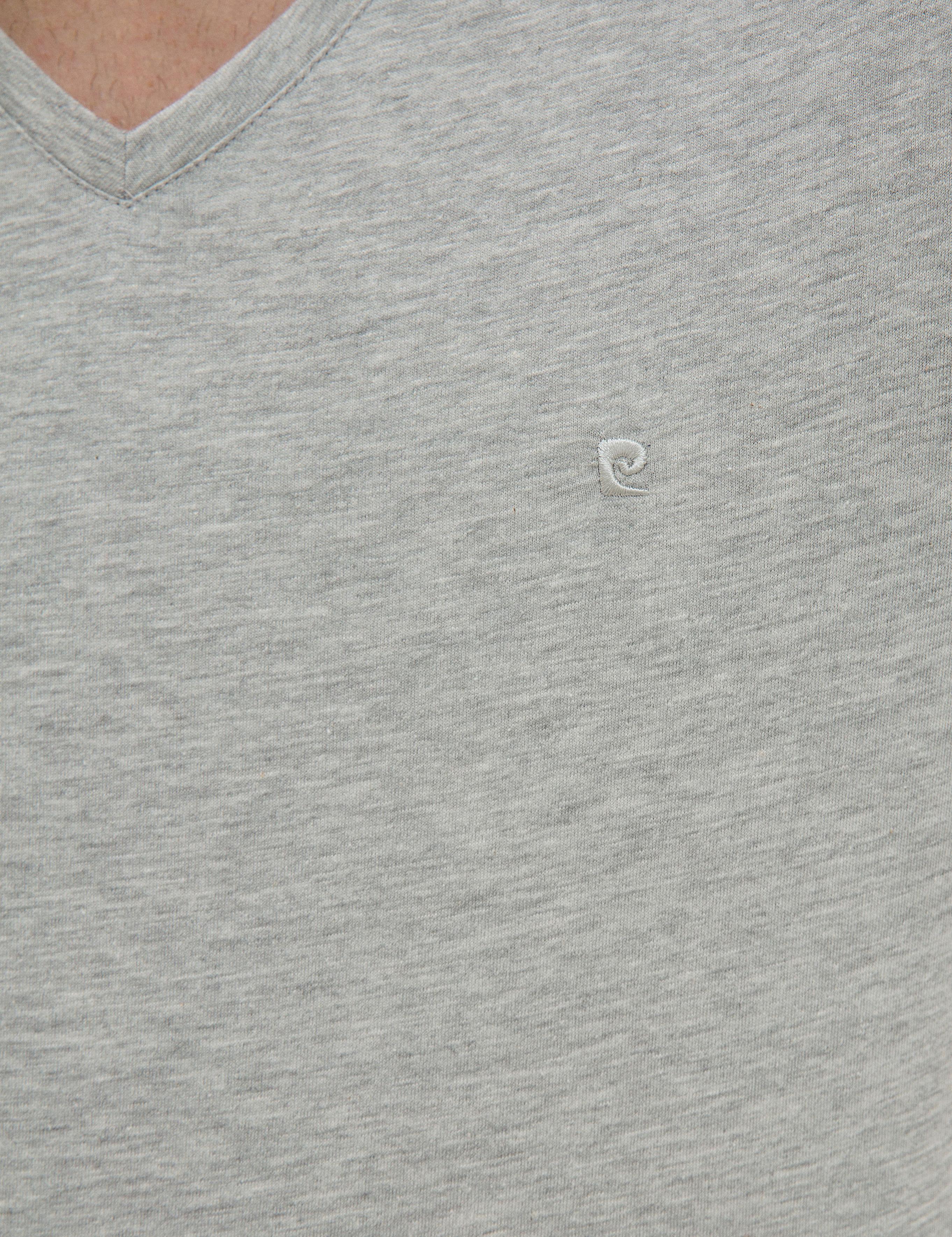 Açık Gri Melanj Slim Fit V Yaka Basic T-Shirt