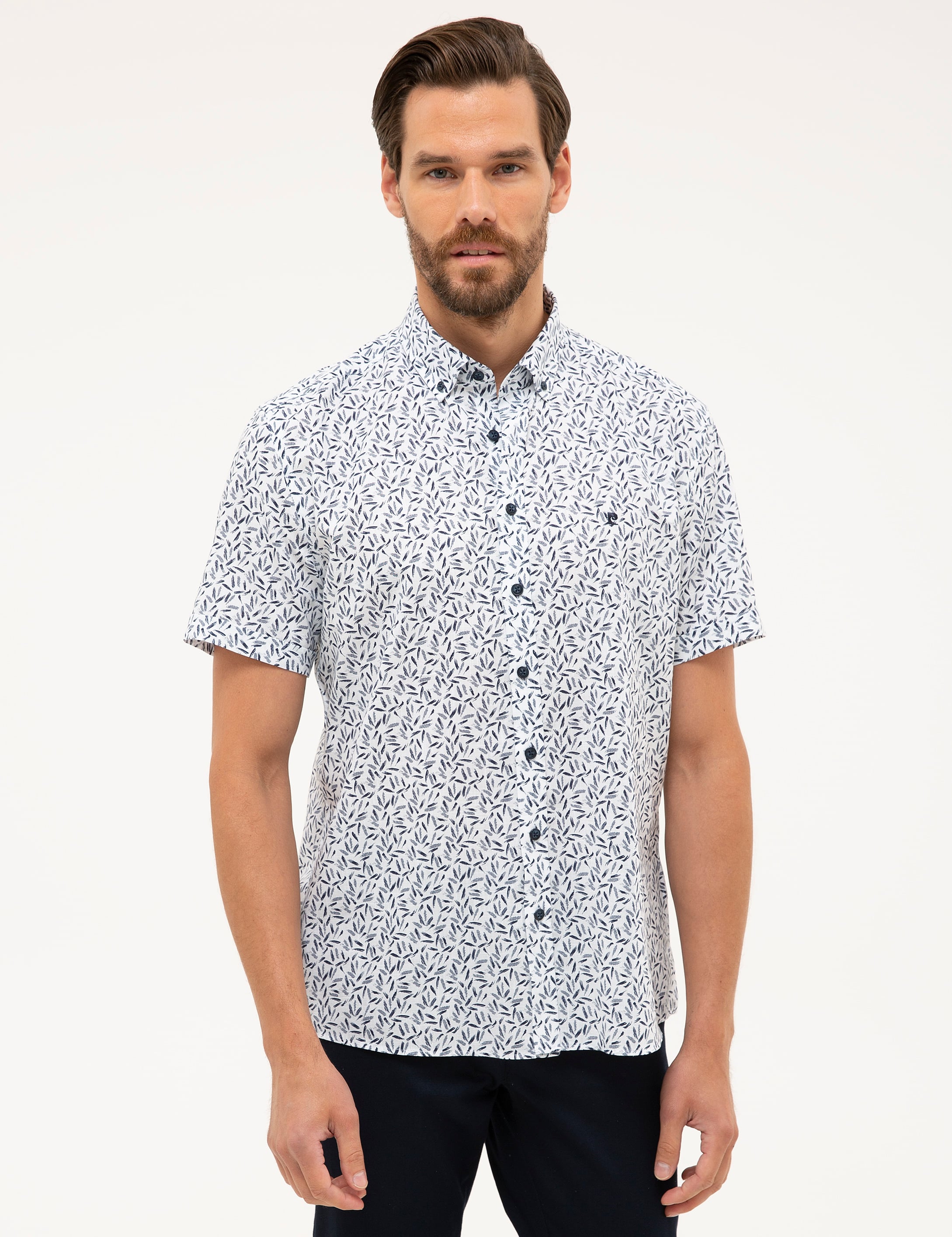 Lacivert Regular Fit Kısa Kollu Gömlek