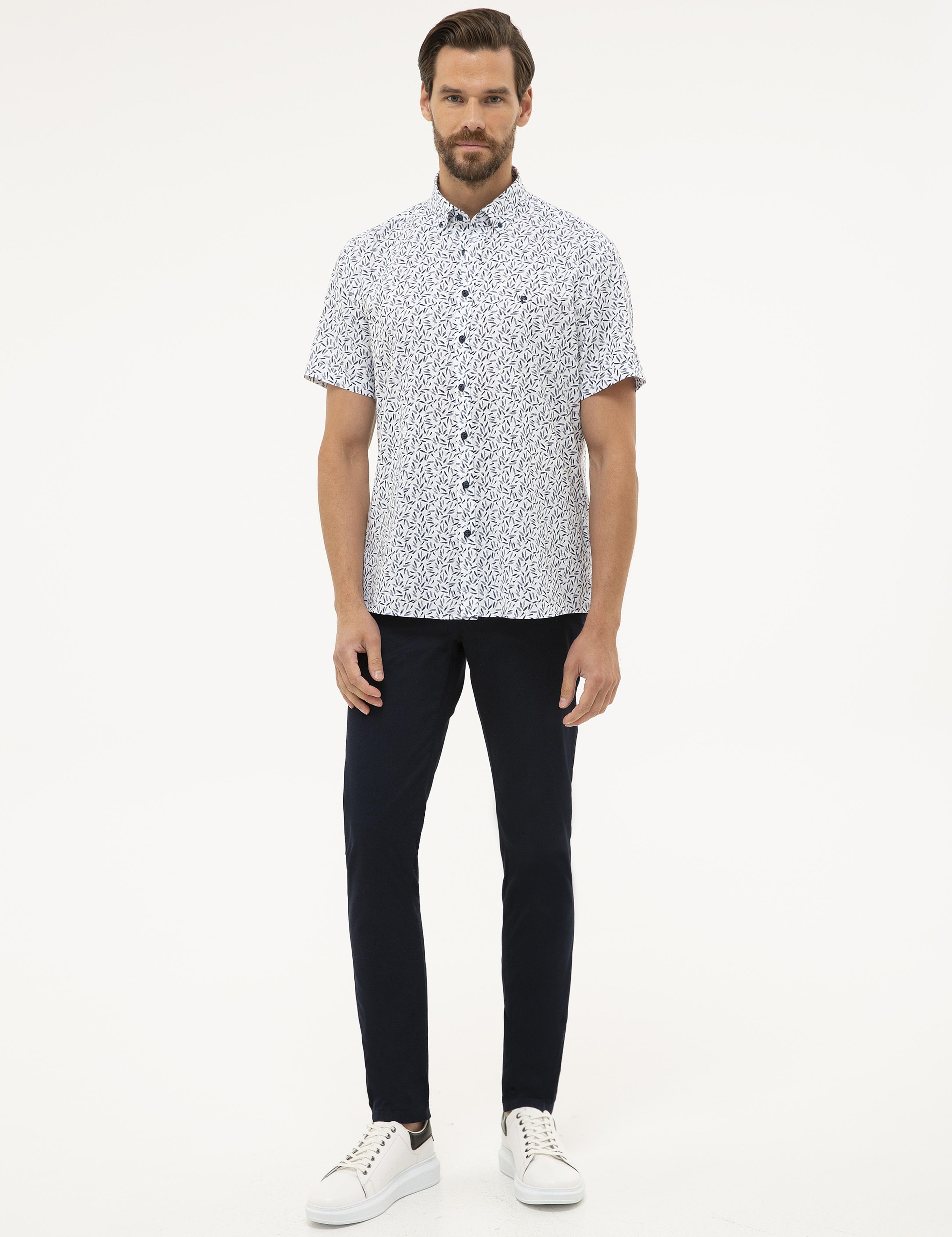 Lacivert Regular Fit Kısa Kollu Gömlek