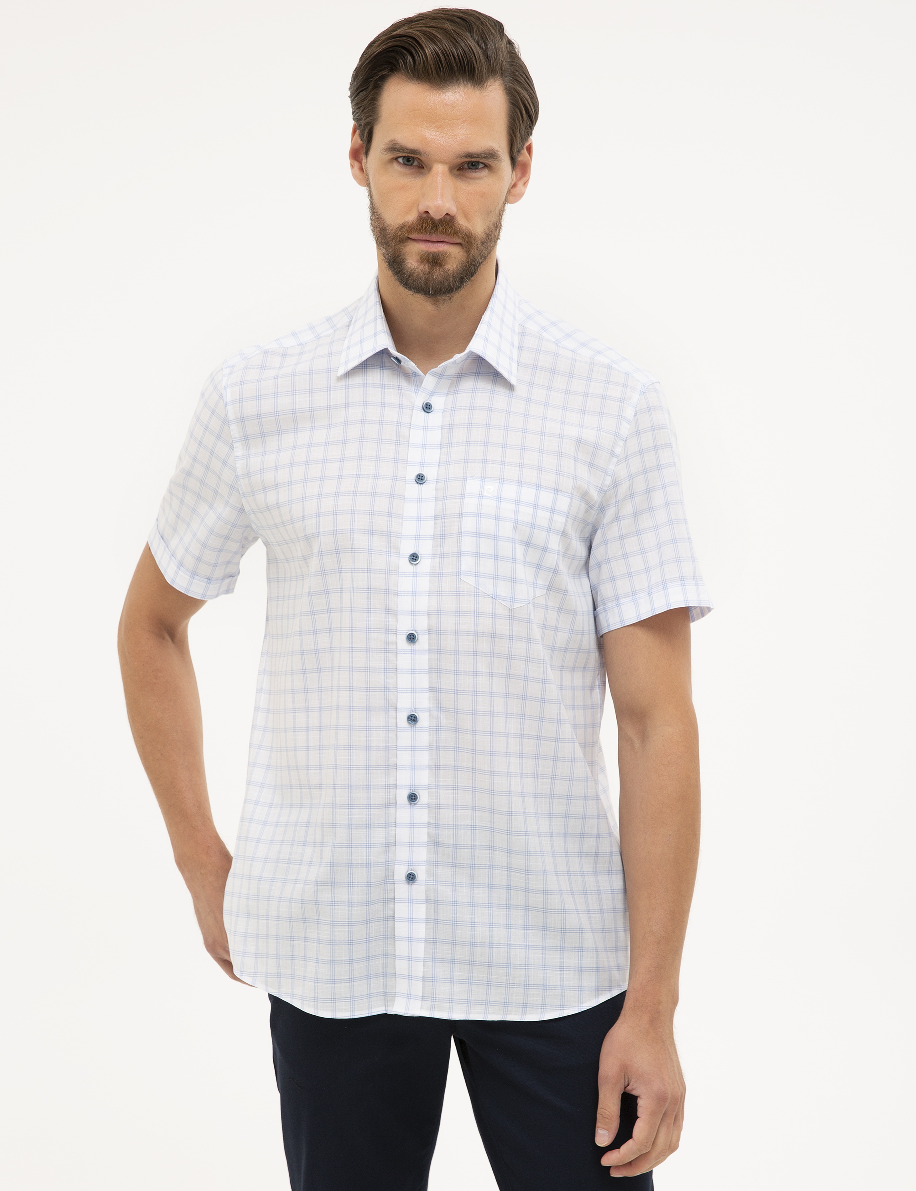 Beyaz Regular Fit Kısa Kollu Gömlek - Image 1