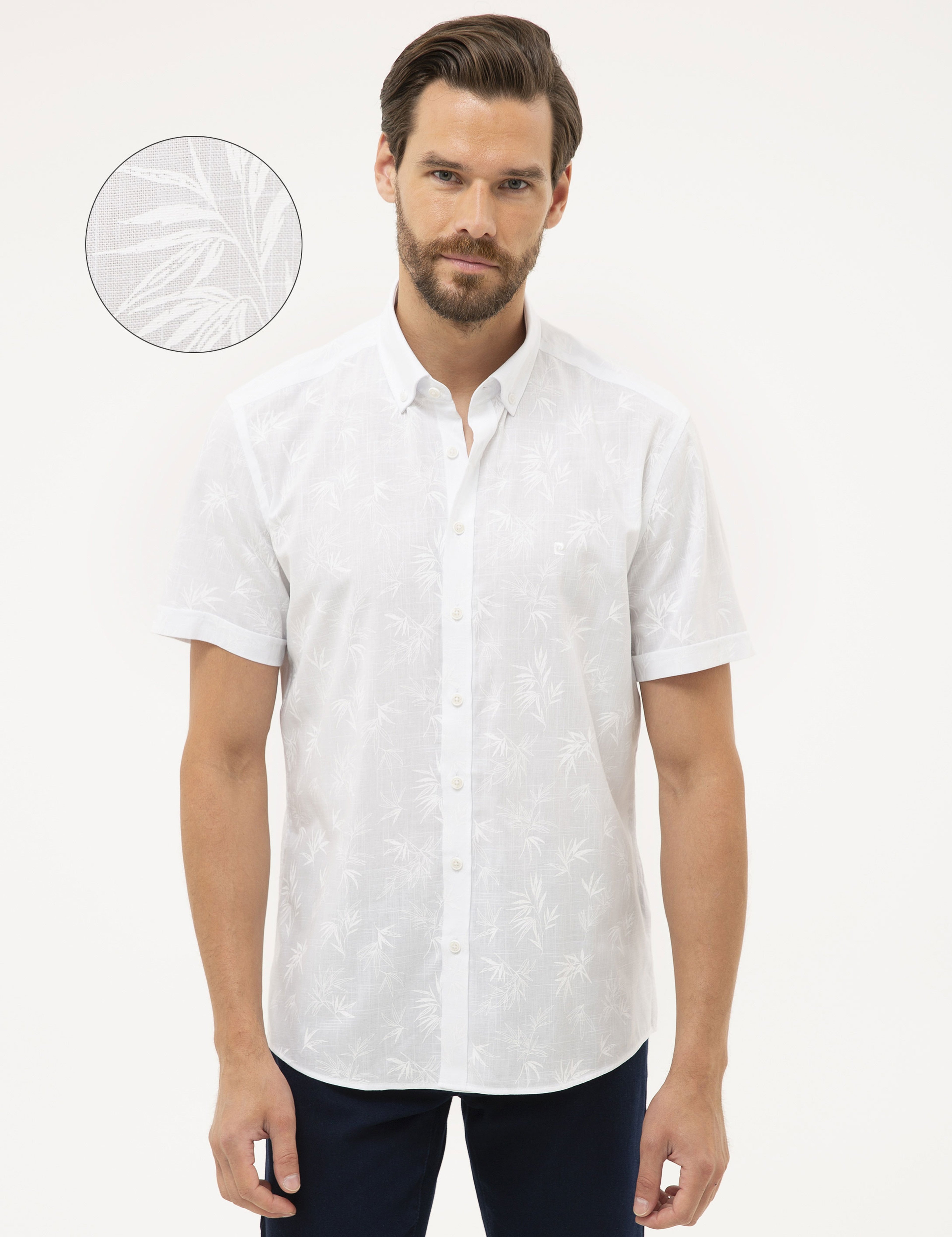 Beyaz Regular Fit Kısa Kollu Gömlek - Image 1