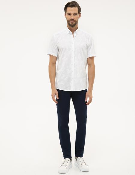 Beyaz Regular Fit Kısa Kollu Gömlek - 50227439006