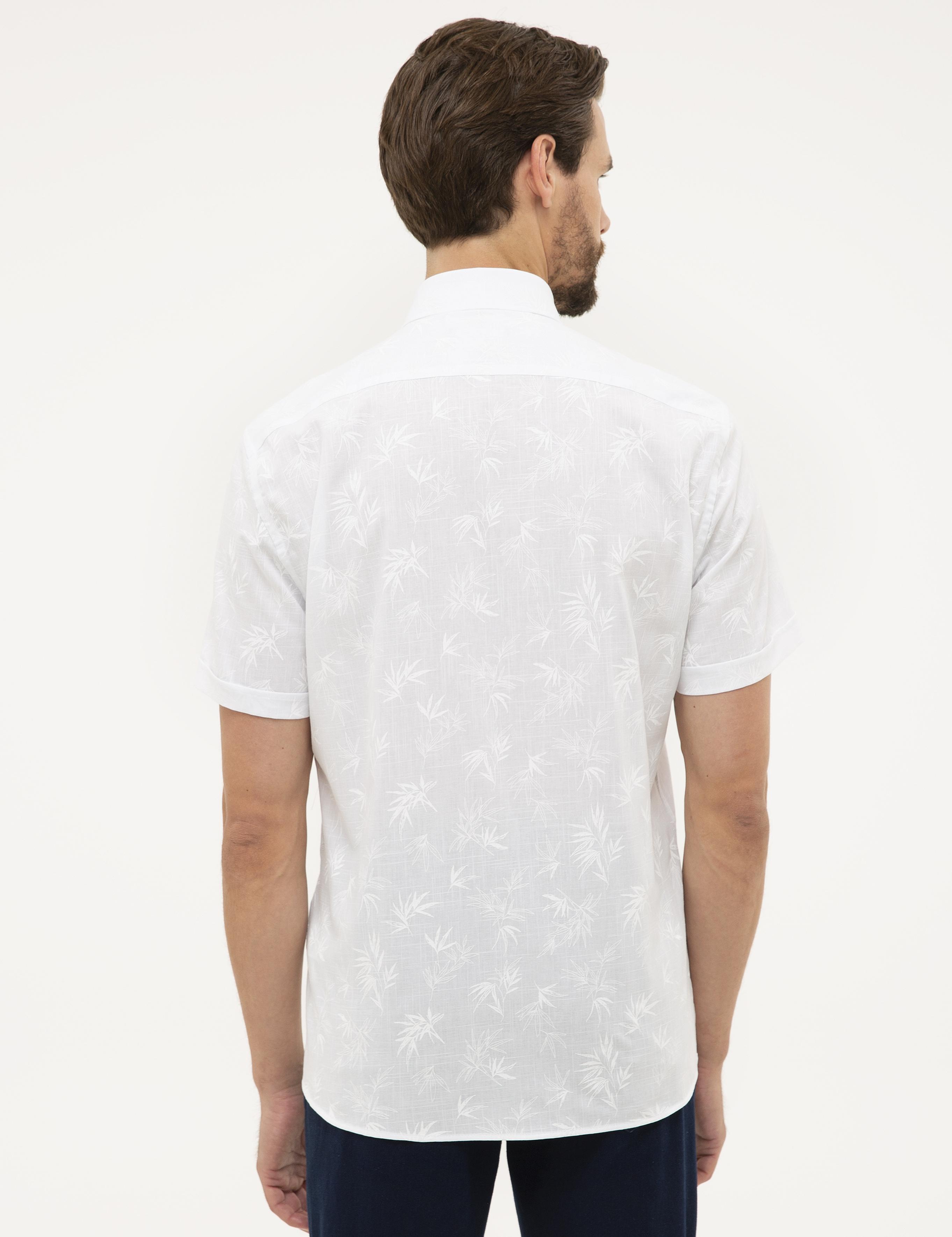 Beyaz Regular Fit Kısa Kollu Gömlek