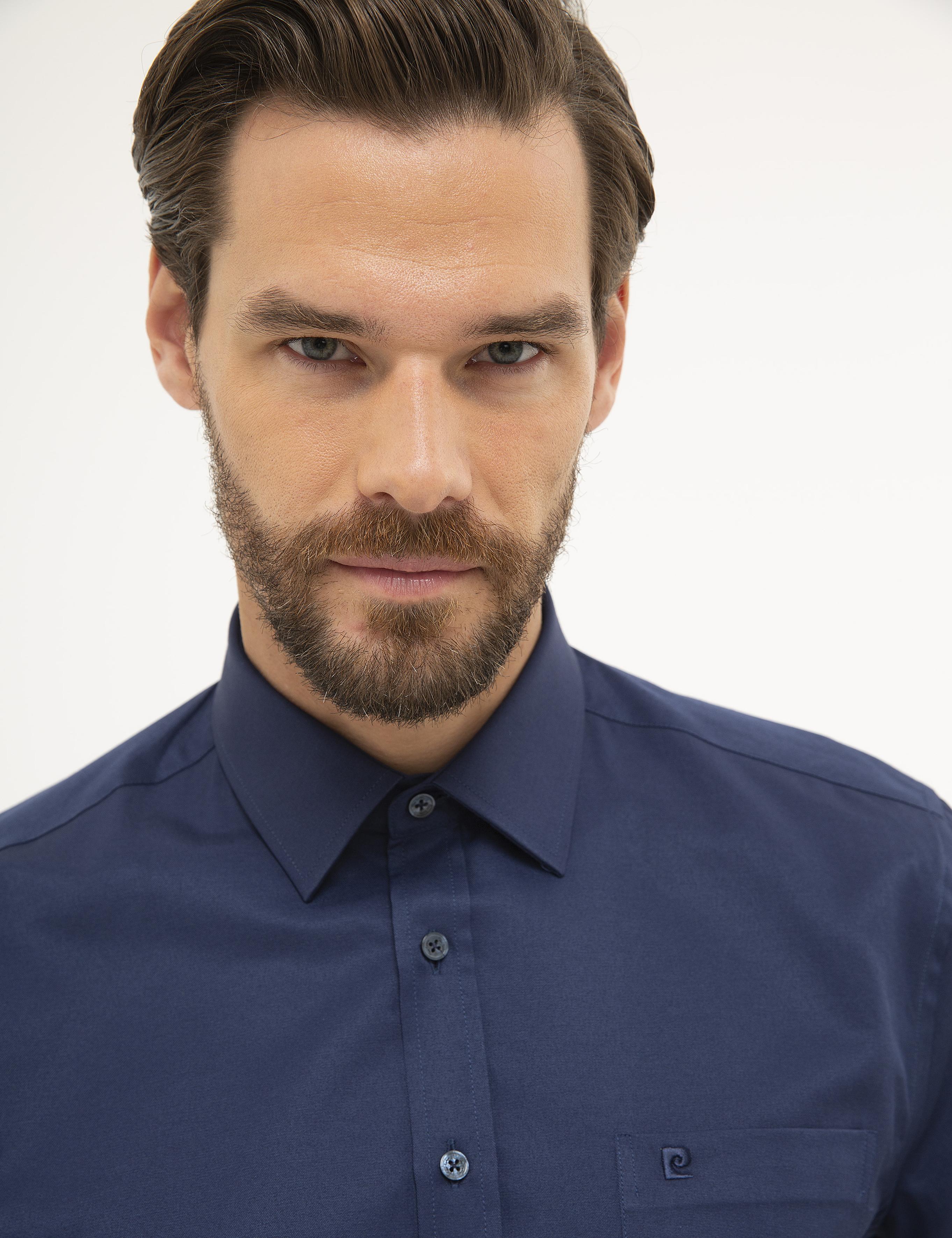 Lacivert Regular Fit Kısa Kollu Gömlek