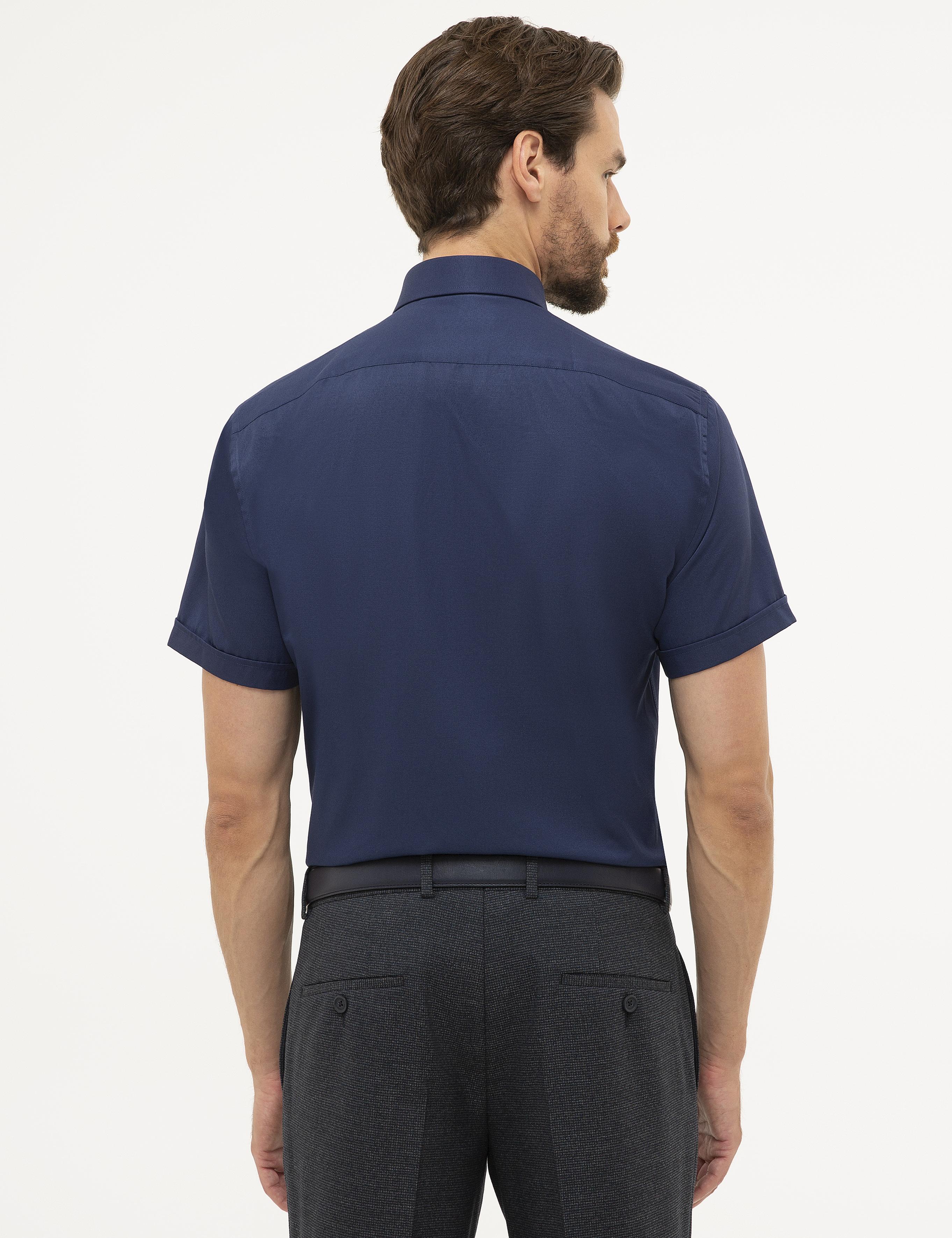 Lacivert Regular Fit Kısa Kollu Gömlek