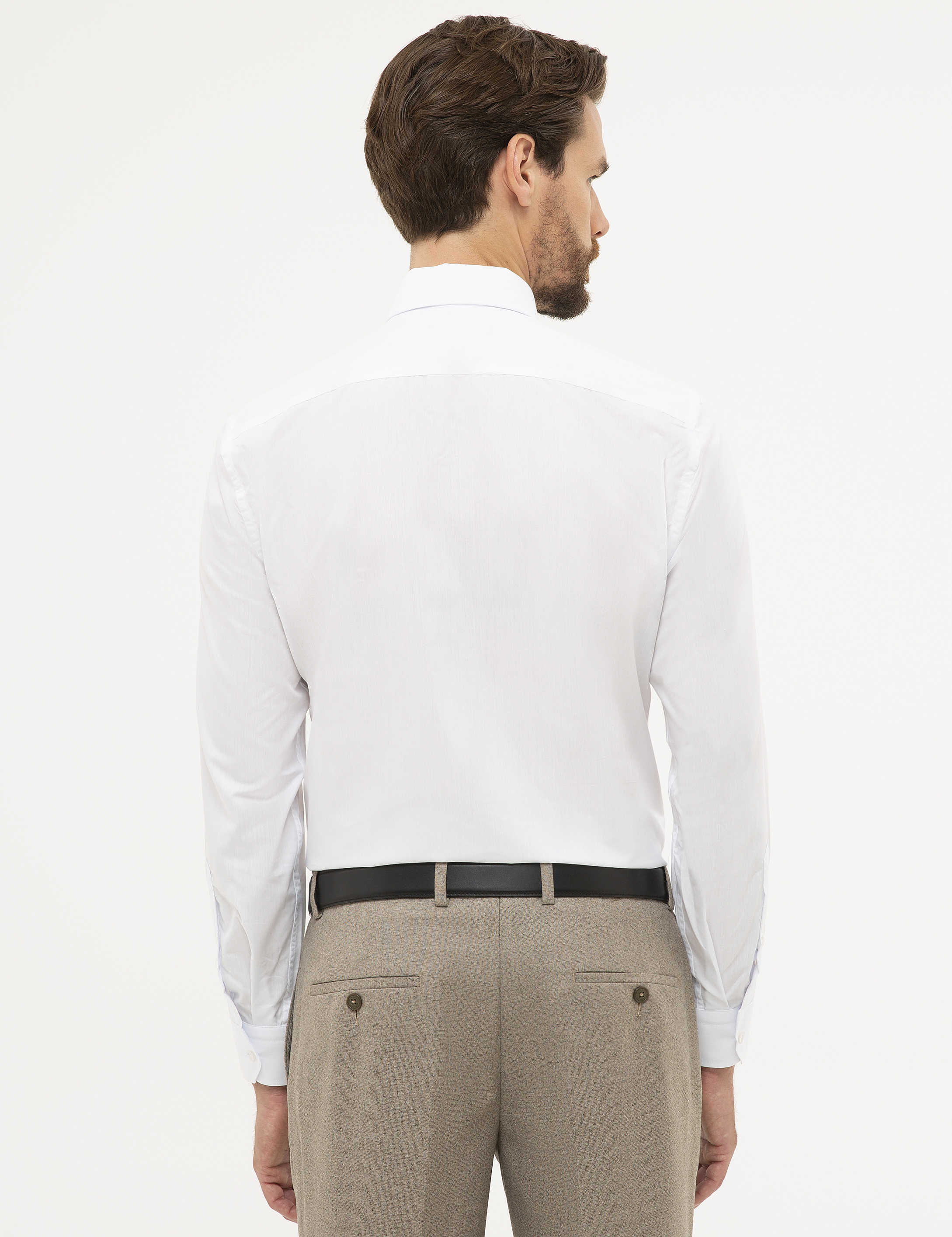 Beyaz Slim Fit Uzun Kollu Basic Gömlek