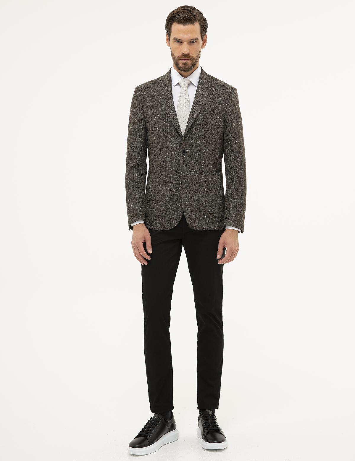 Kahverengi Slim Fit Ceket - 50228645137