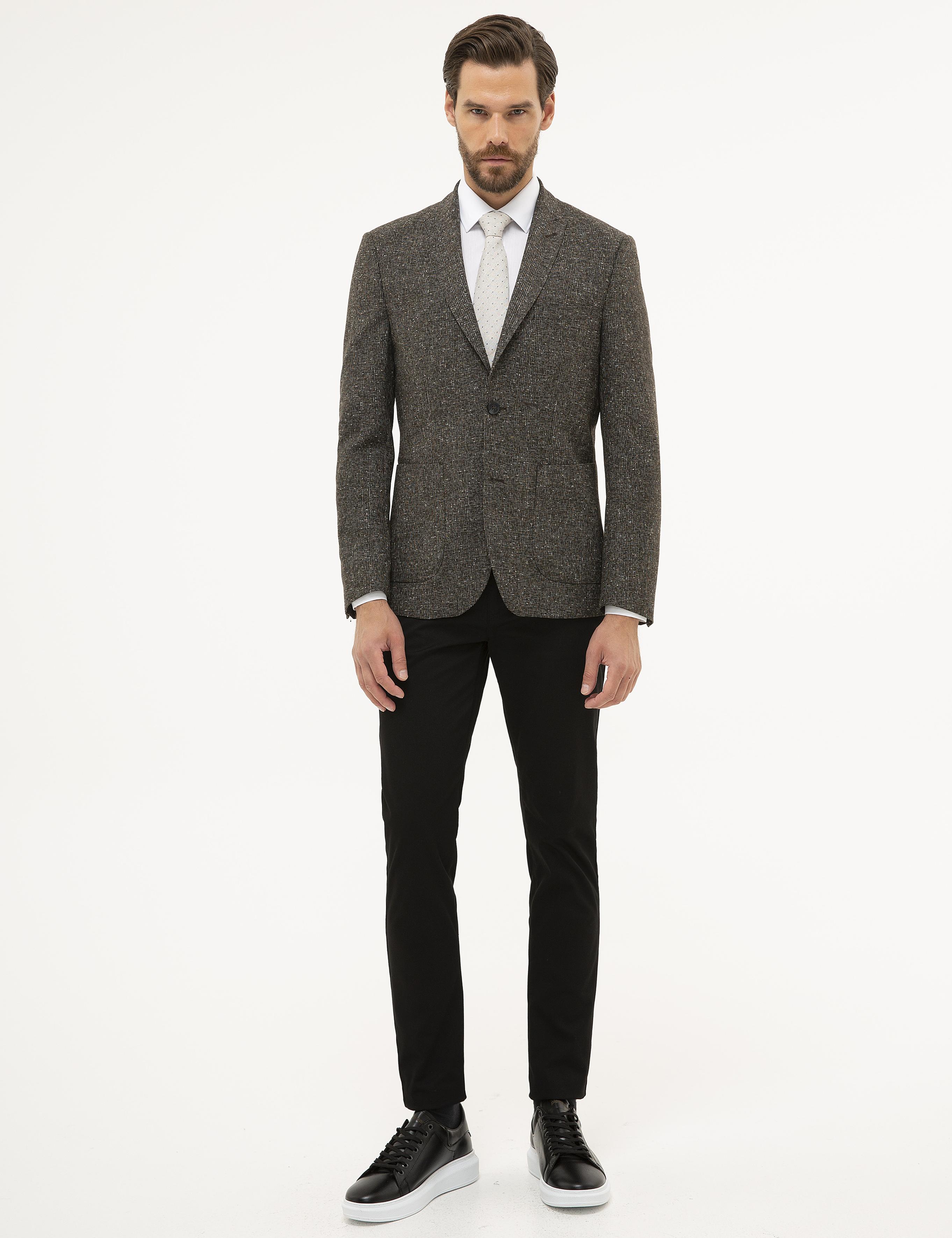 Kahverengi Slim Fit Ceket