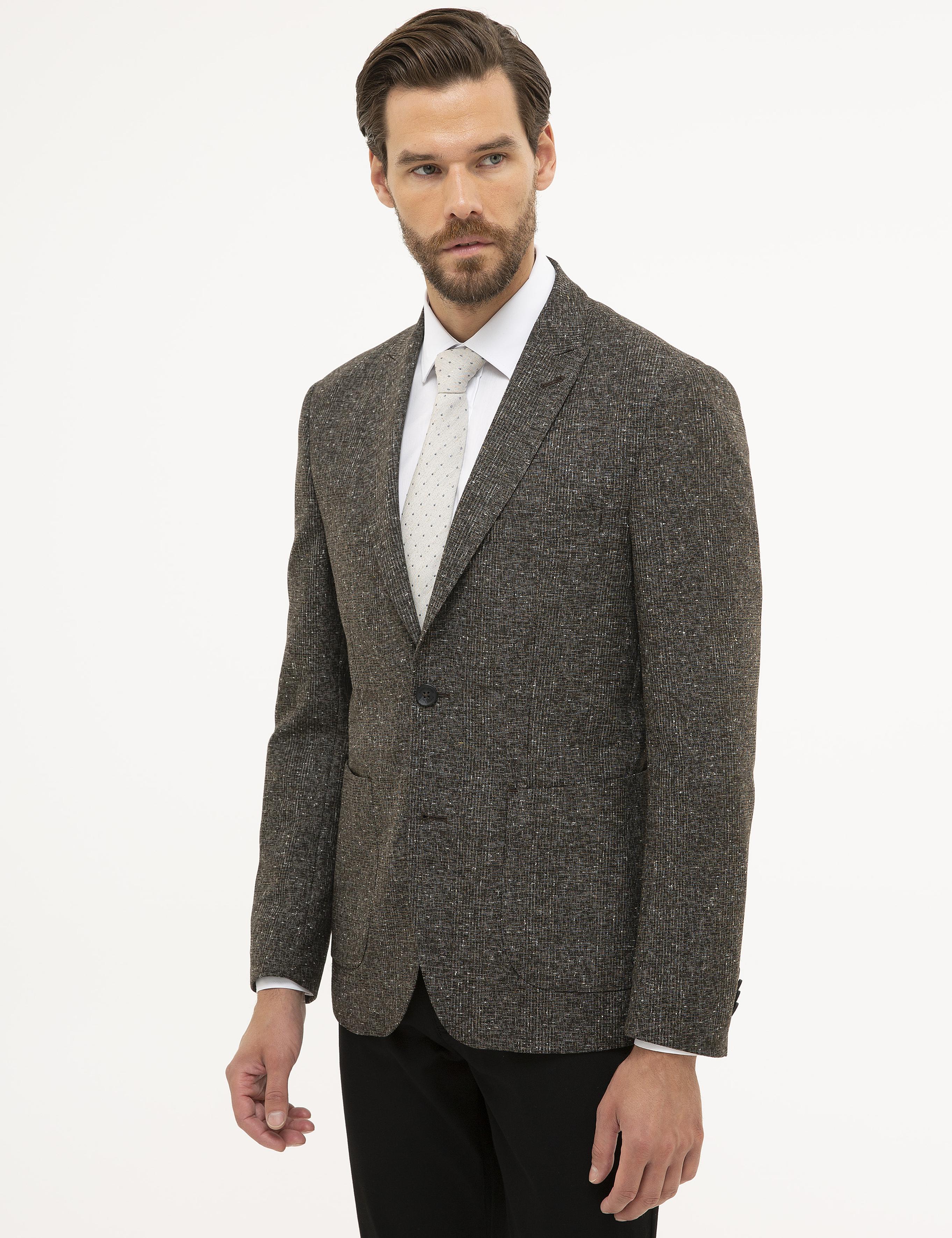 Kahverengi Slim Fit Ceket