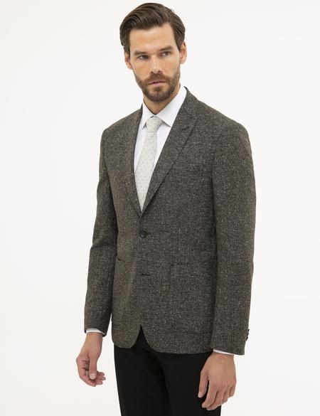 Kahverengi Slim Fit Ceket - 50228645137
