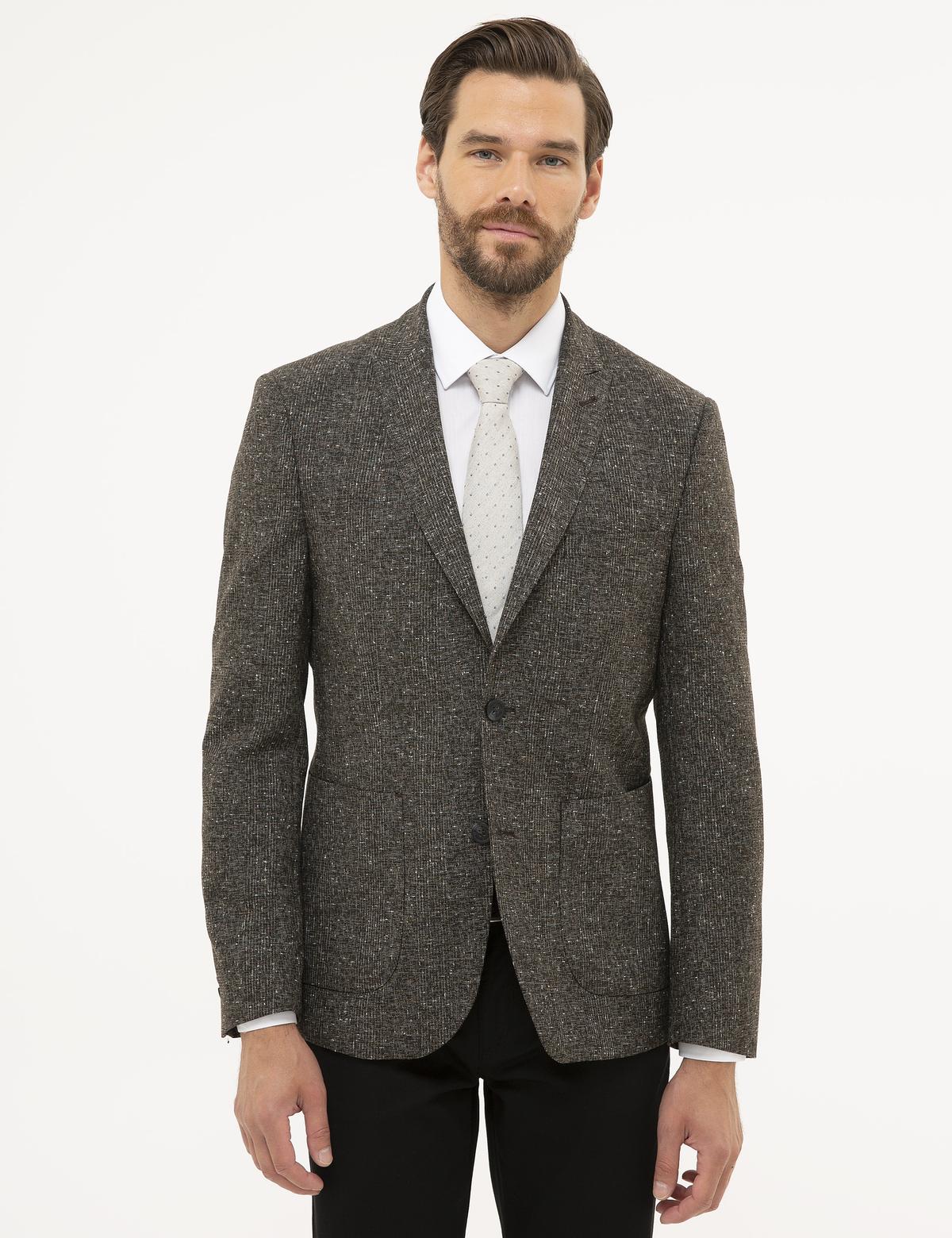 Kahverengi Slim Fit Ceket