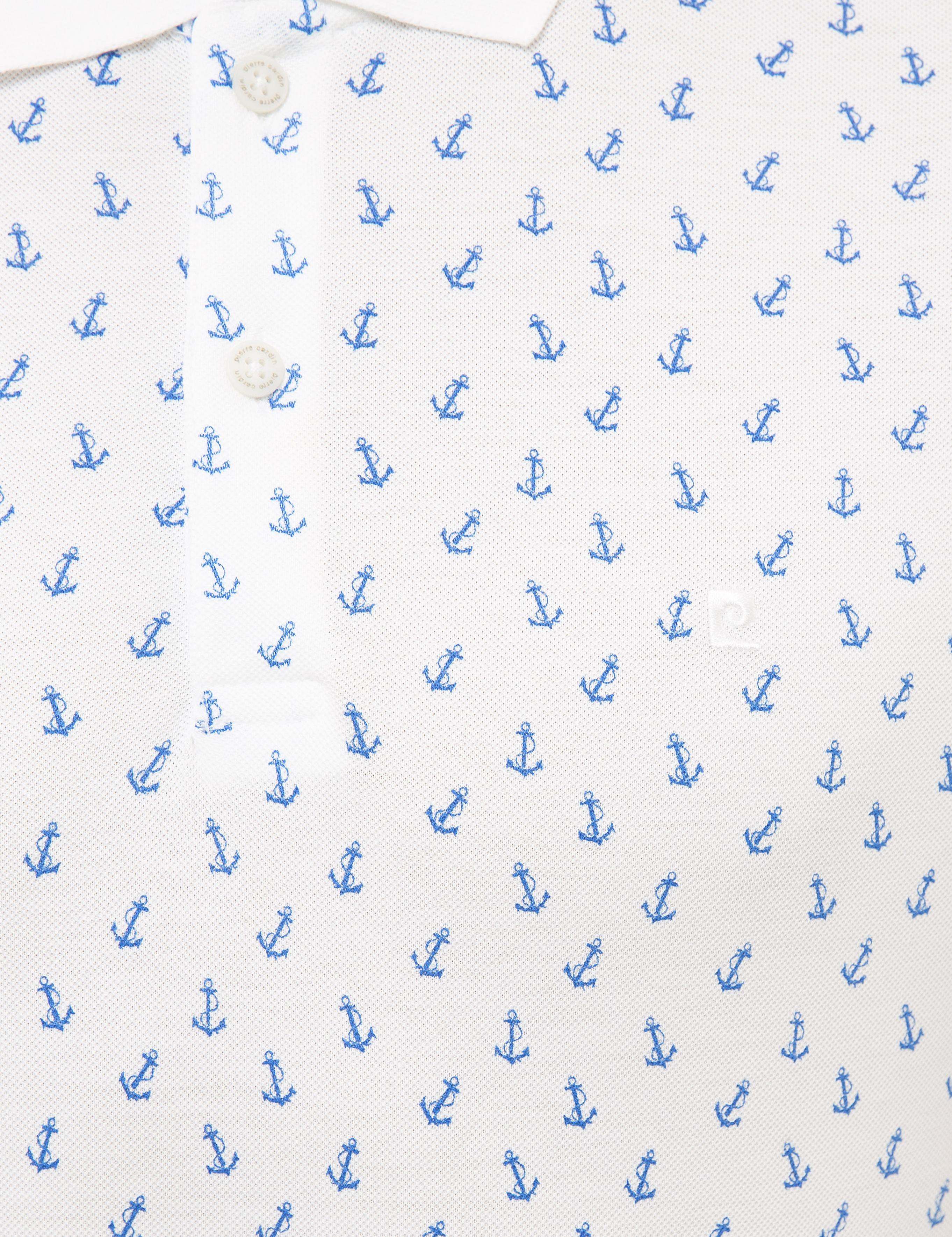 Beyaz Slim Fit Baskılı Polo Yaka Tişört