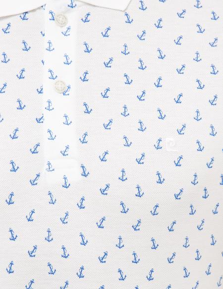 Beyaz Slim Fit Baskılı Polo Yaka Tişört - 50226955007