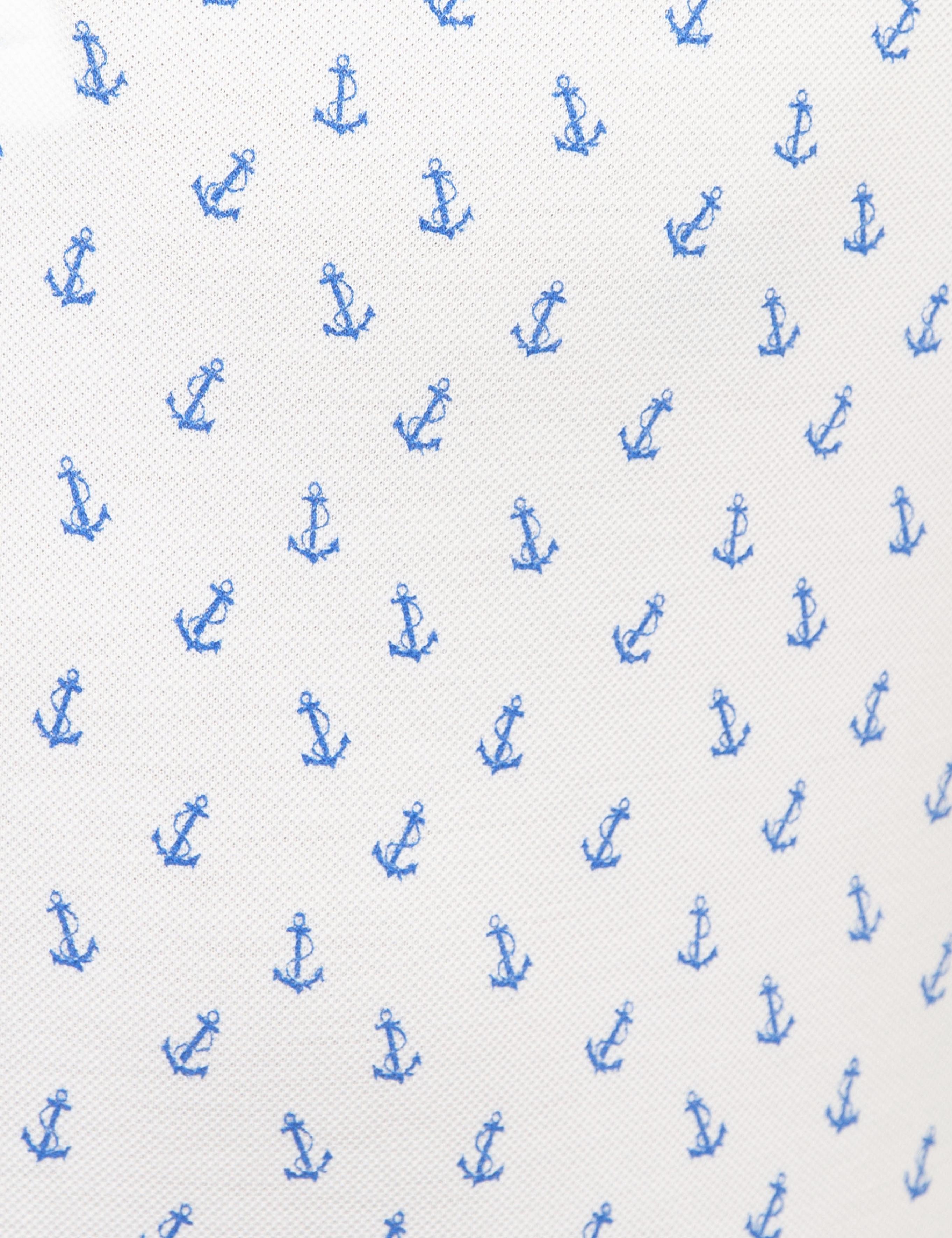 Beyaz Slim Fit Baskılı Polo Yaka Tişört