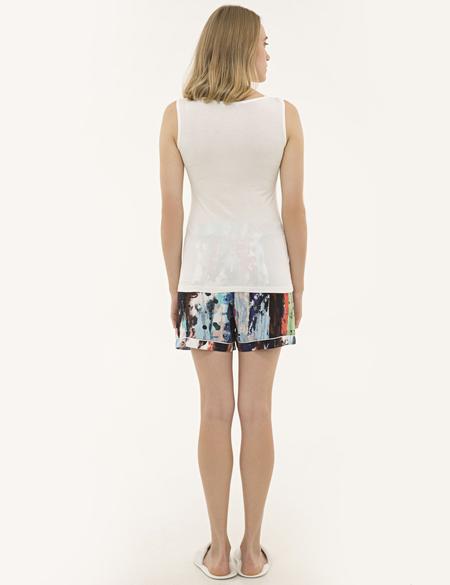 Ekru Şort Pijama Takım - 50234423001