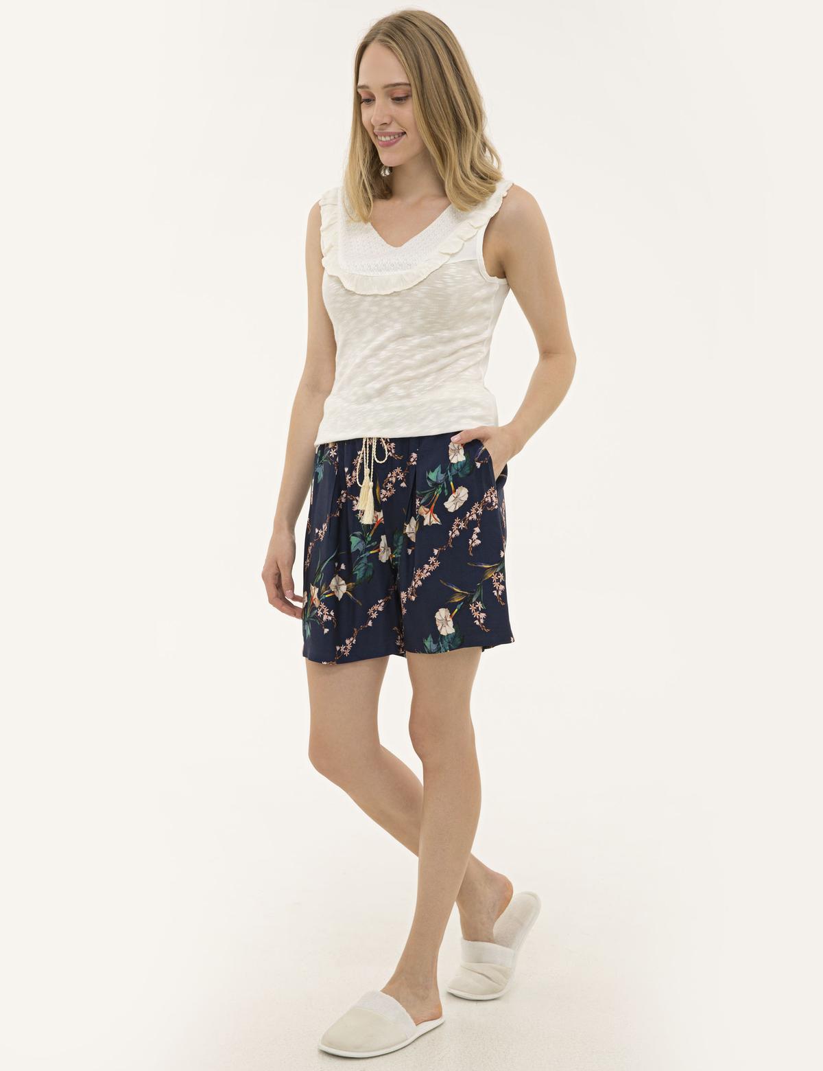 Ekru Şort Pijama Takım - 50234424002