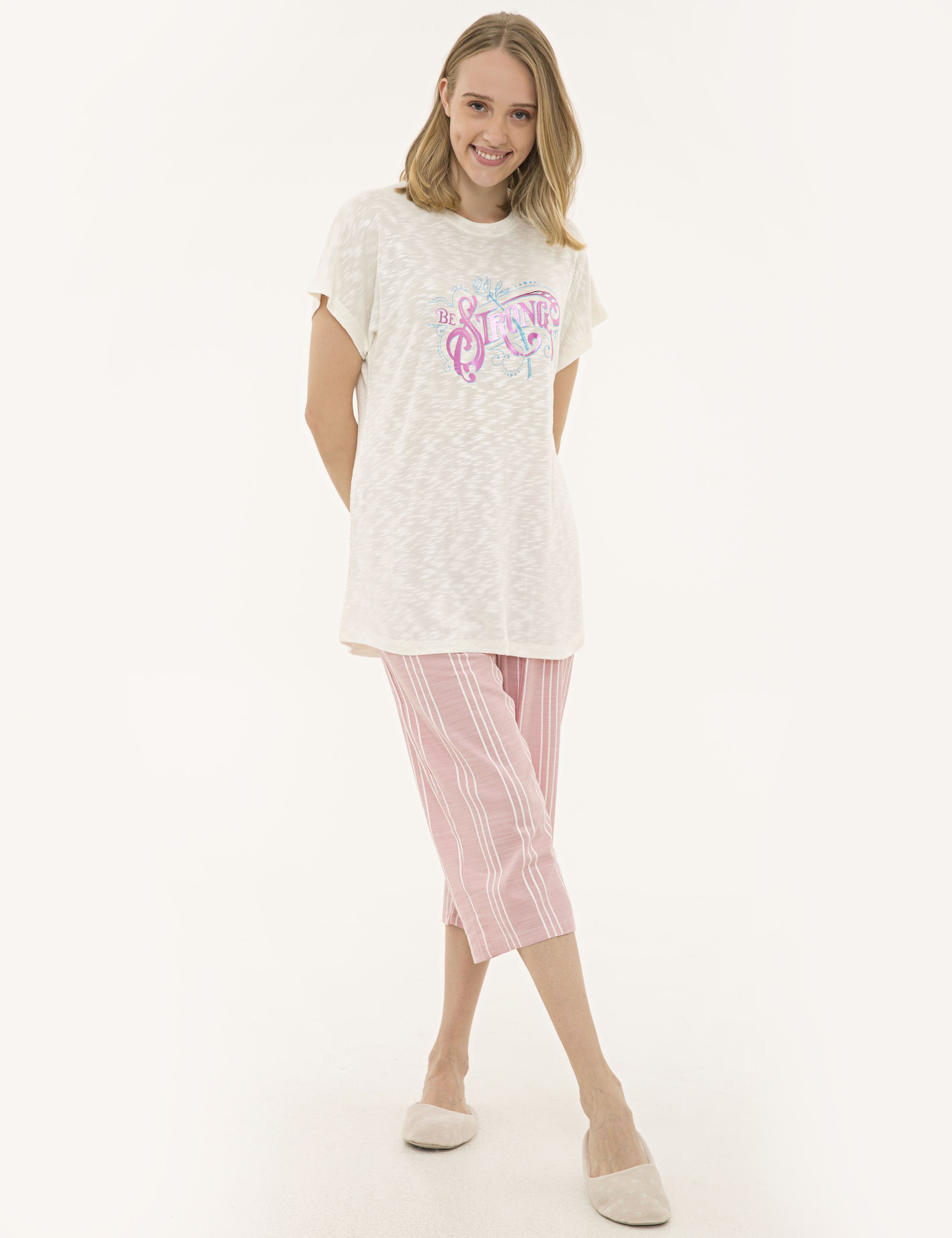 Pembe Kapri Pijama Takım - Image 3