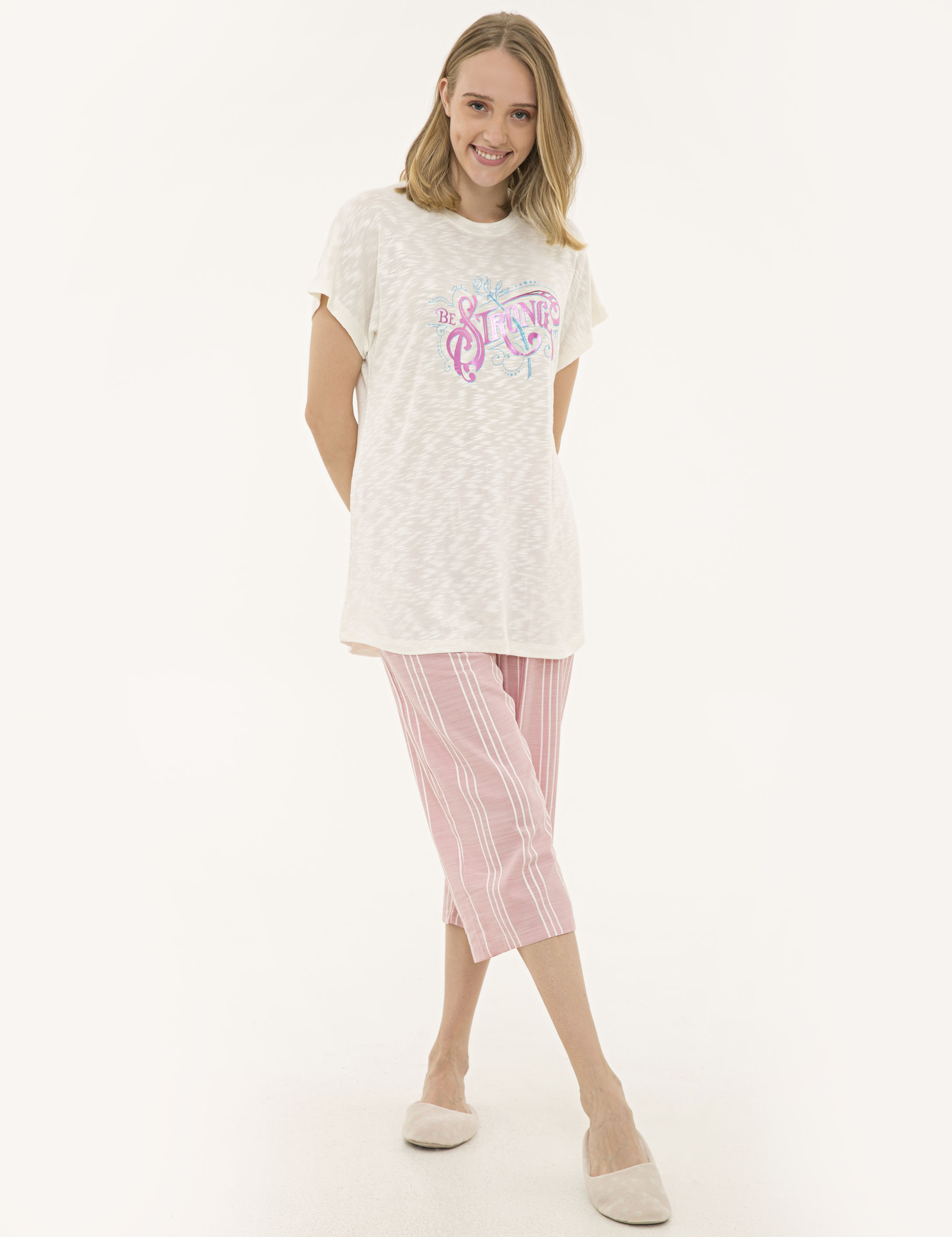 Pembe Kapri Pijama Takım