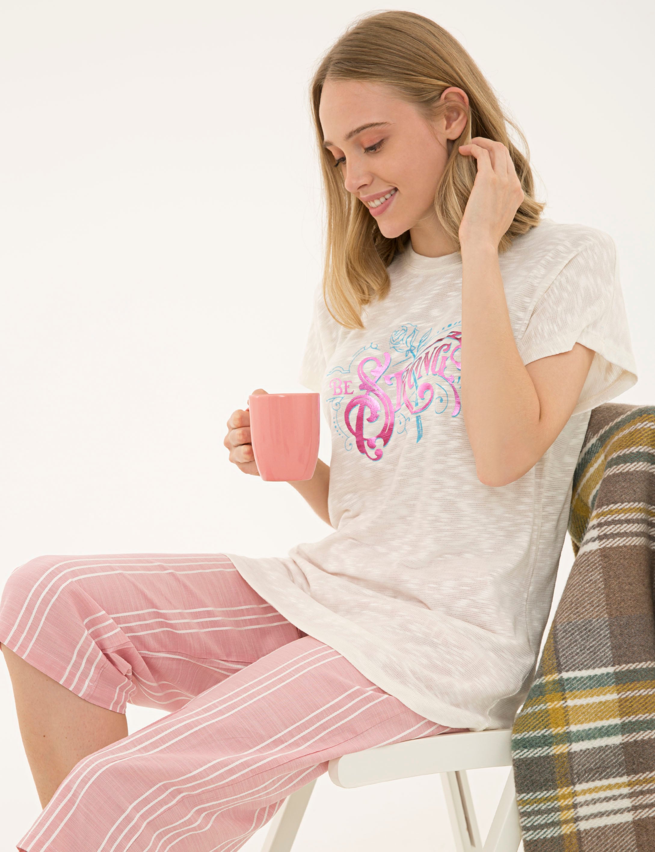 Pembe Kapri Pijama Takım