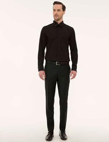 Siyah Slim Fit Smokin Gömlek